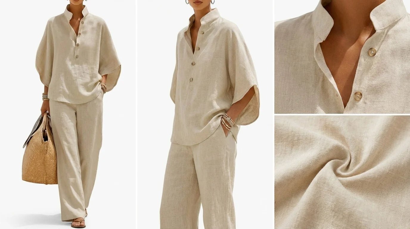 🔥Last Day 49% OFF🔥Women's Batwing Sleeve Two-Piece Set – Casual Shirt & Wide Leg Pants Outfit-aakge