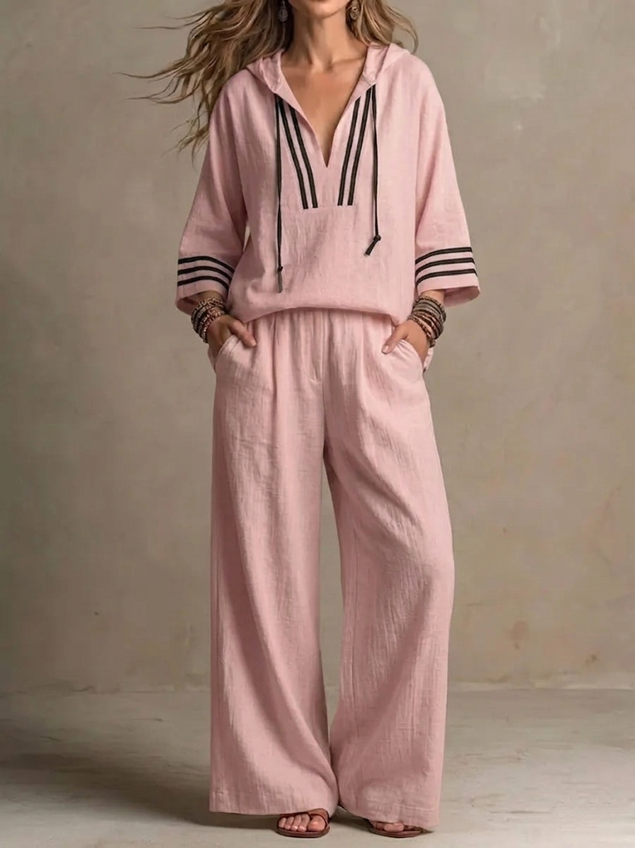 Today 49% off🔥 Women's Casual Loose Cotton-Linen Hooded Set-aakge