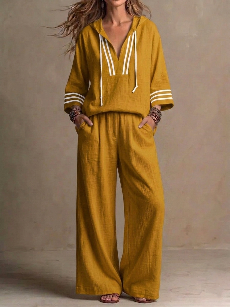 Today 49% off🔥 Women's Casual Loose Cotton-Linen Hooded Set-aakge