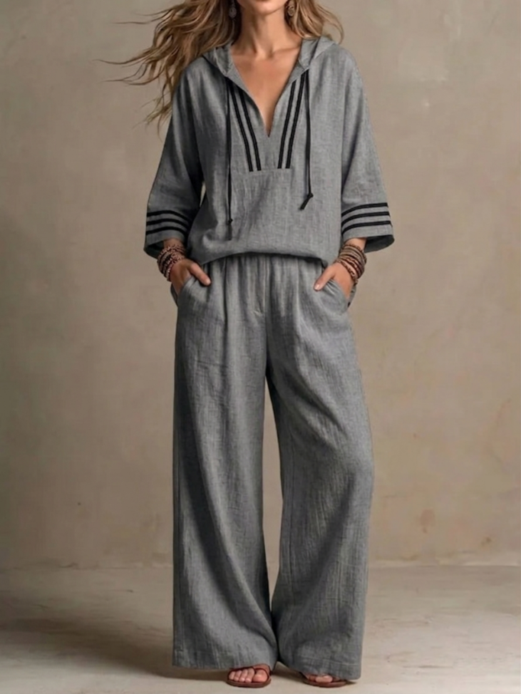Today 49% off🔥 Women's Casual Loose Cotton-Linen Hooded Set-aakge