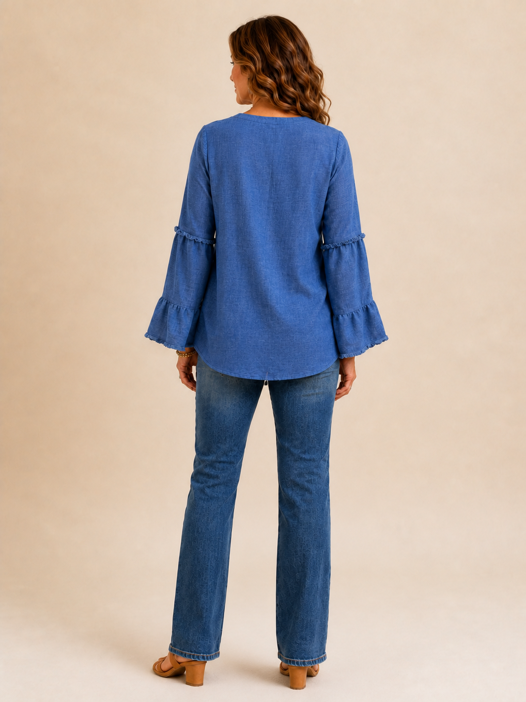 ❤️Women’s Casual Tunic Blouse with Long Sleeves & Button Detail