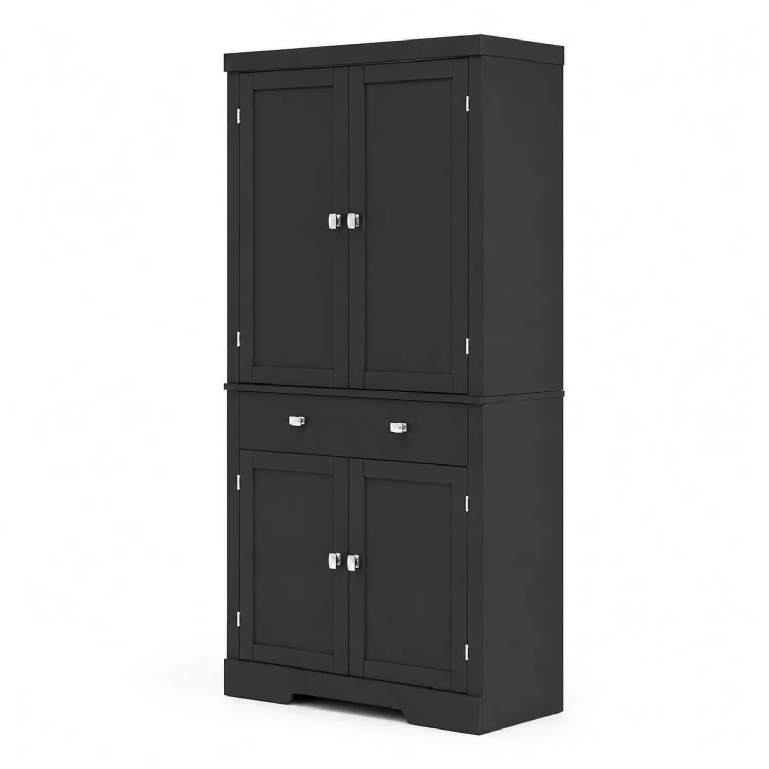 Czarny kredens kuchenny z płyty MDF i stali nierdzewnej 180x80x40 cm-caviranest