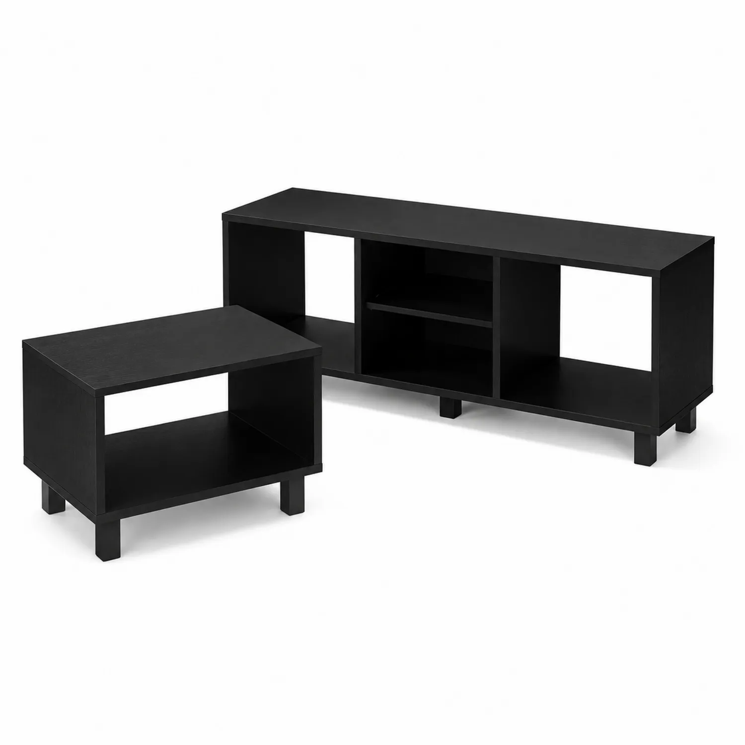 Czarny zestaw mebli z płyty MDF 120x40x40 cm-caviranest