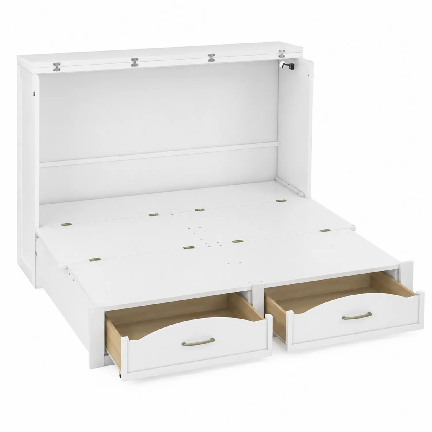 Drewniane Składane Łóżko z Szufladami Białe MDF 200x160 cm-caviranest