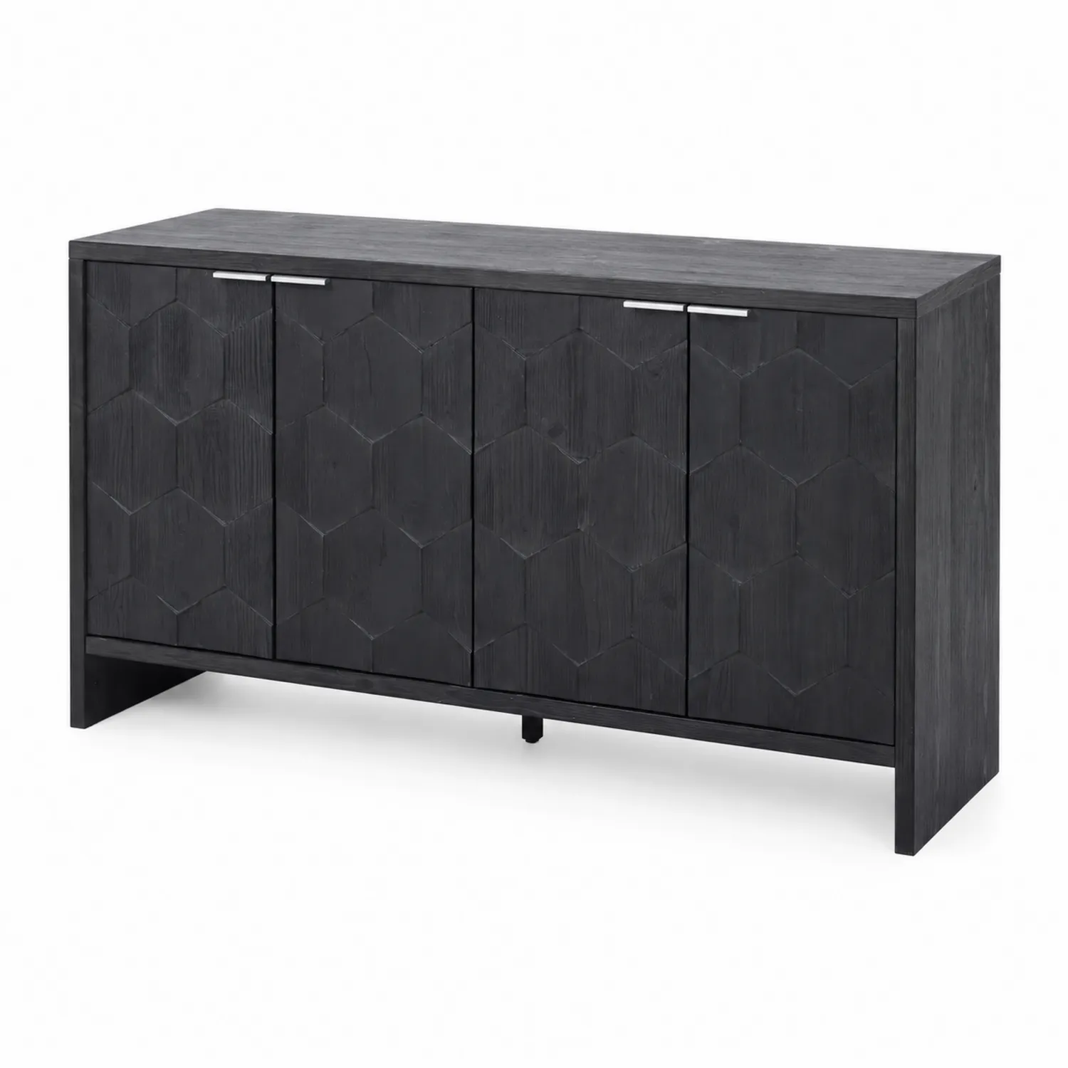 Kredens drewniany czarny z geometrycznym wzorem 180x80x45 cm-caviranest