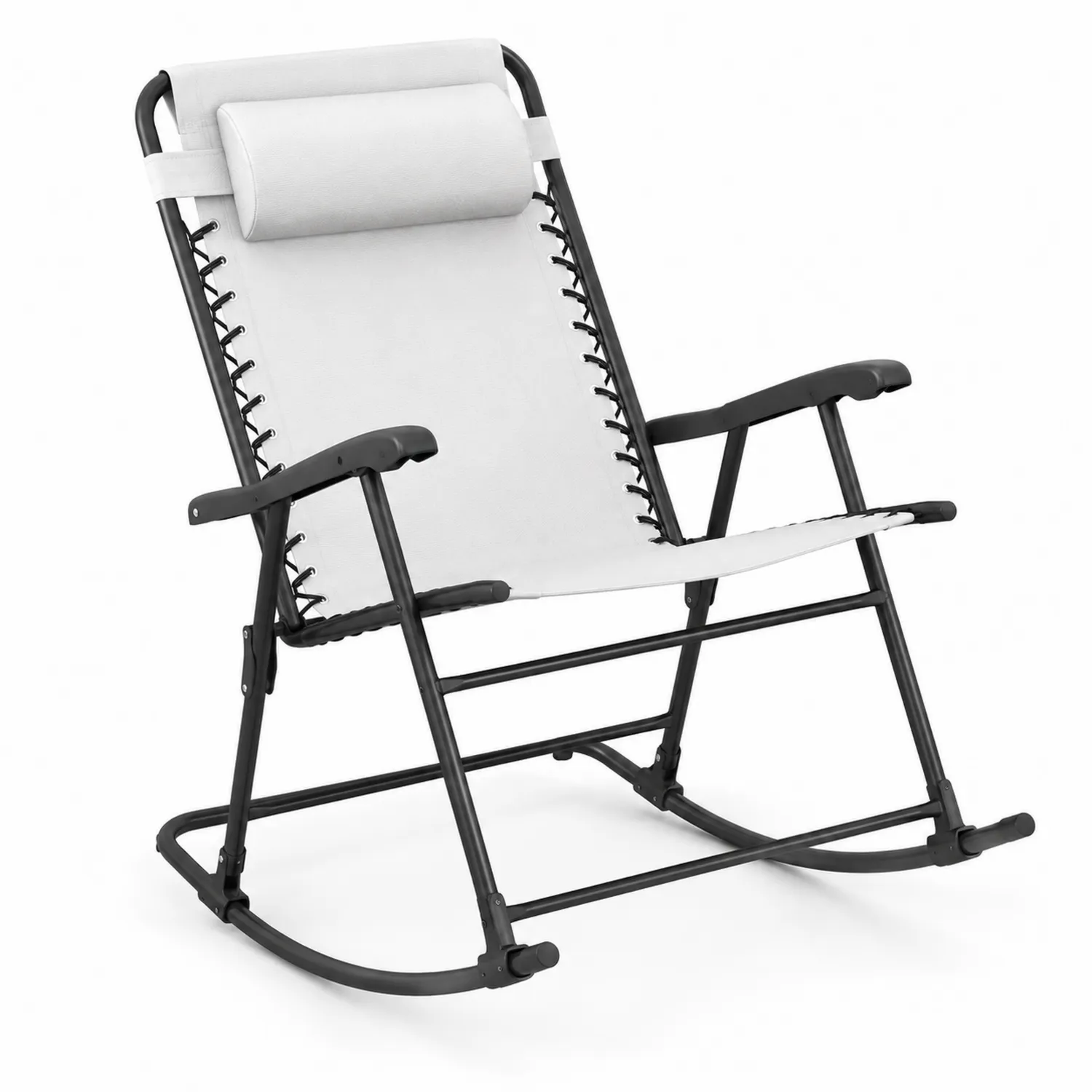 Krzesło ogrodowe bujane z poduszką składane metalowe 95x65x110 cm-caviranest