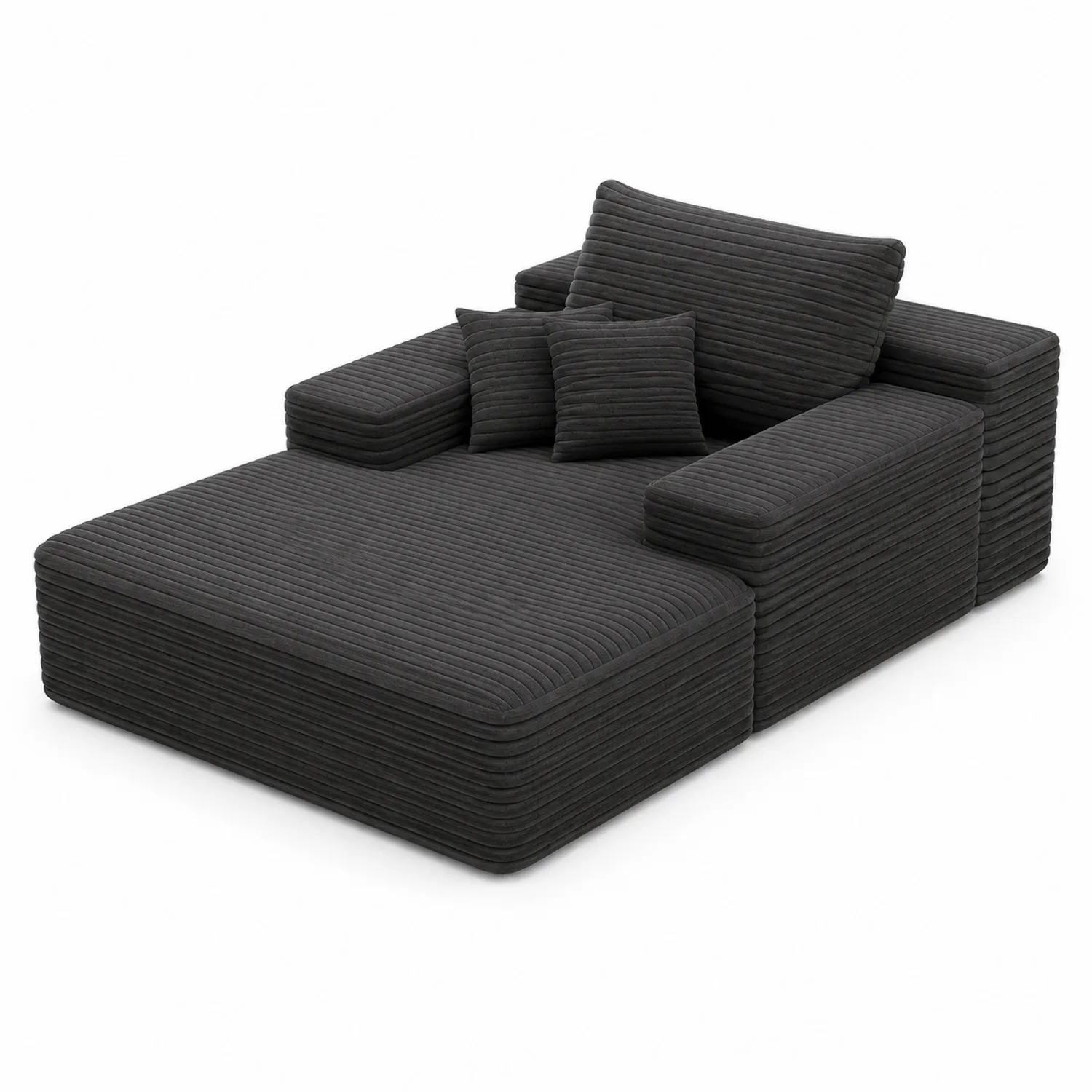 Sofa narożna z sztruksu bawełnianego Szara 220x160 cm-caviranest