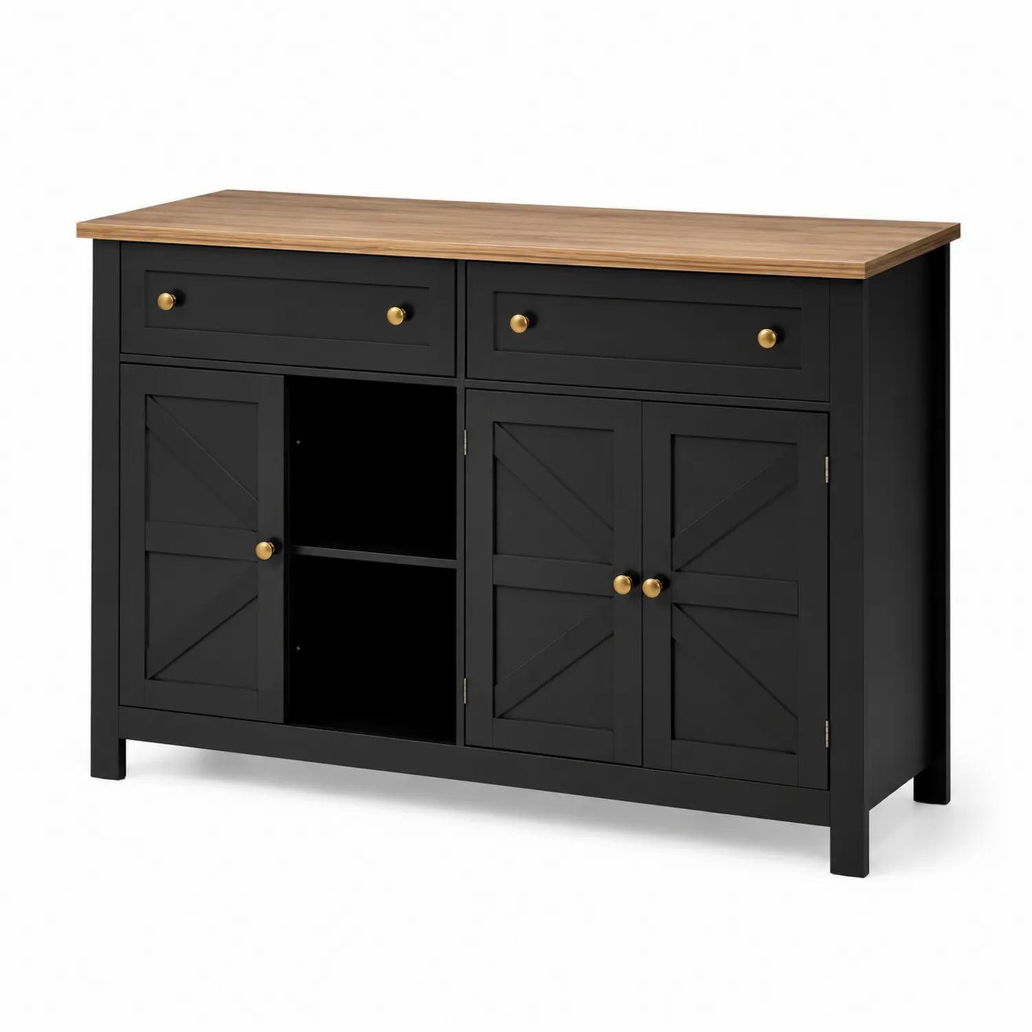Kredens kuchenny z drewna sosnowego i MDF, czarny, 120x40x85 cm-caviranest