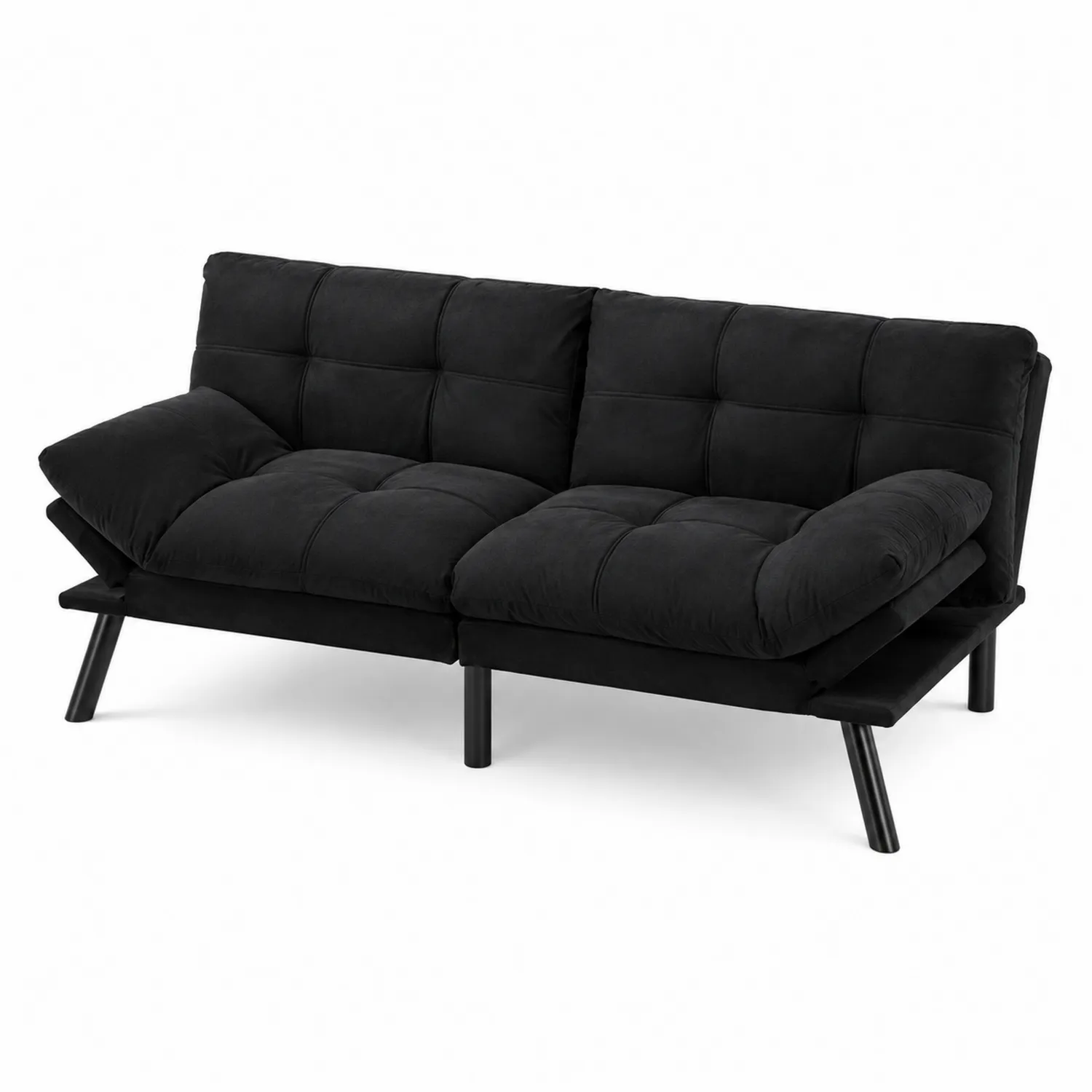 Sofa rozkładana z aksamitu i poliestru 180 cm Czarny-caviranest