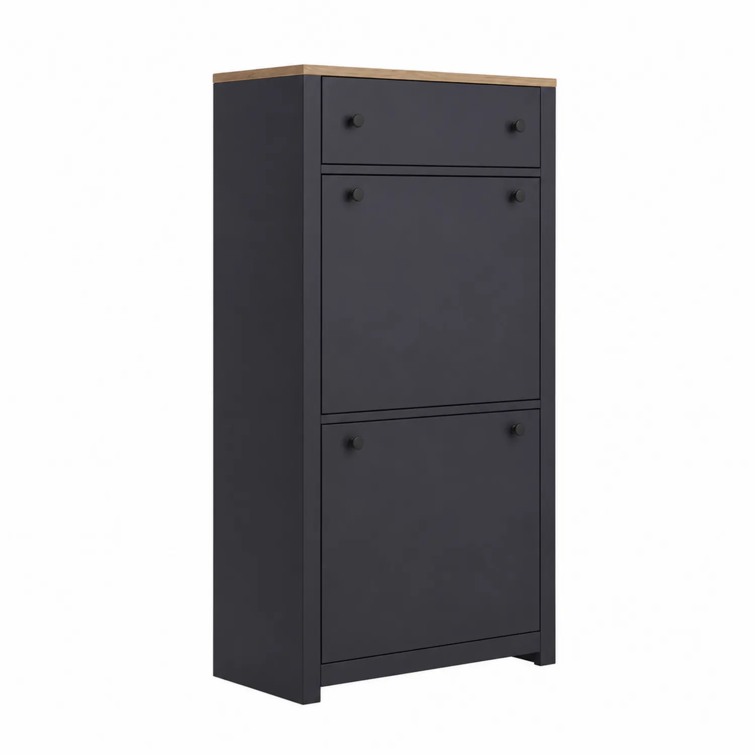 Szafka na buty z trzema schowkami czarna 120x60x24 cm z płyty wiórowej-caviranest