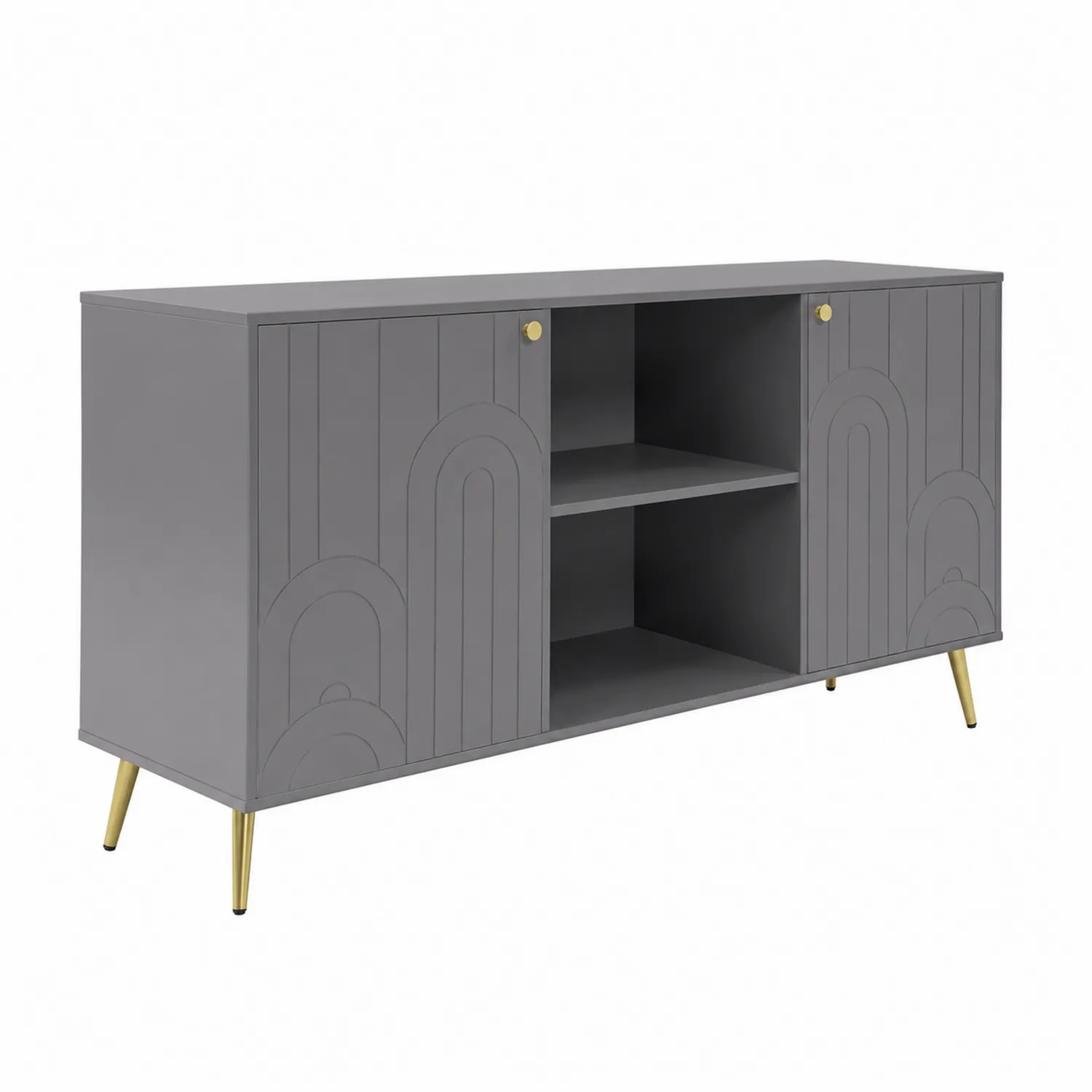 Szara szafka RTV z półkami i drzwiczkami MDF 120x40x75 cm-caviranest