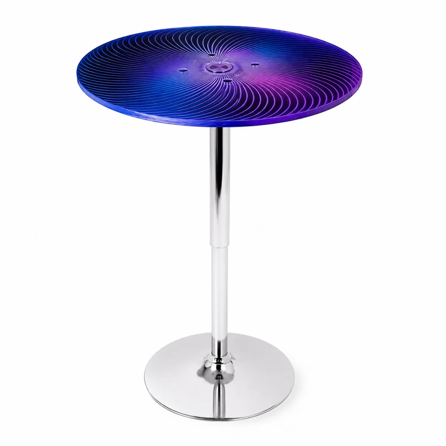 Stół okrągły niebiesko-fioletowy stal chromowana 60 cm-caviranest