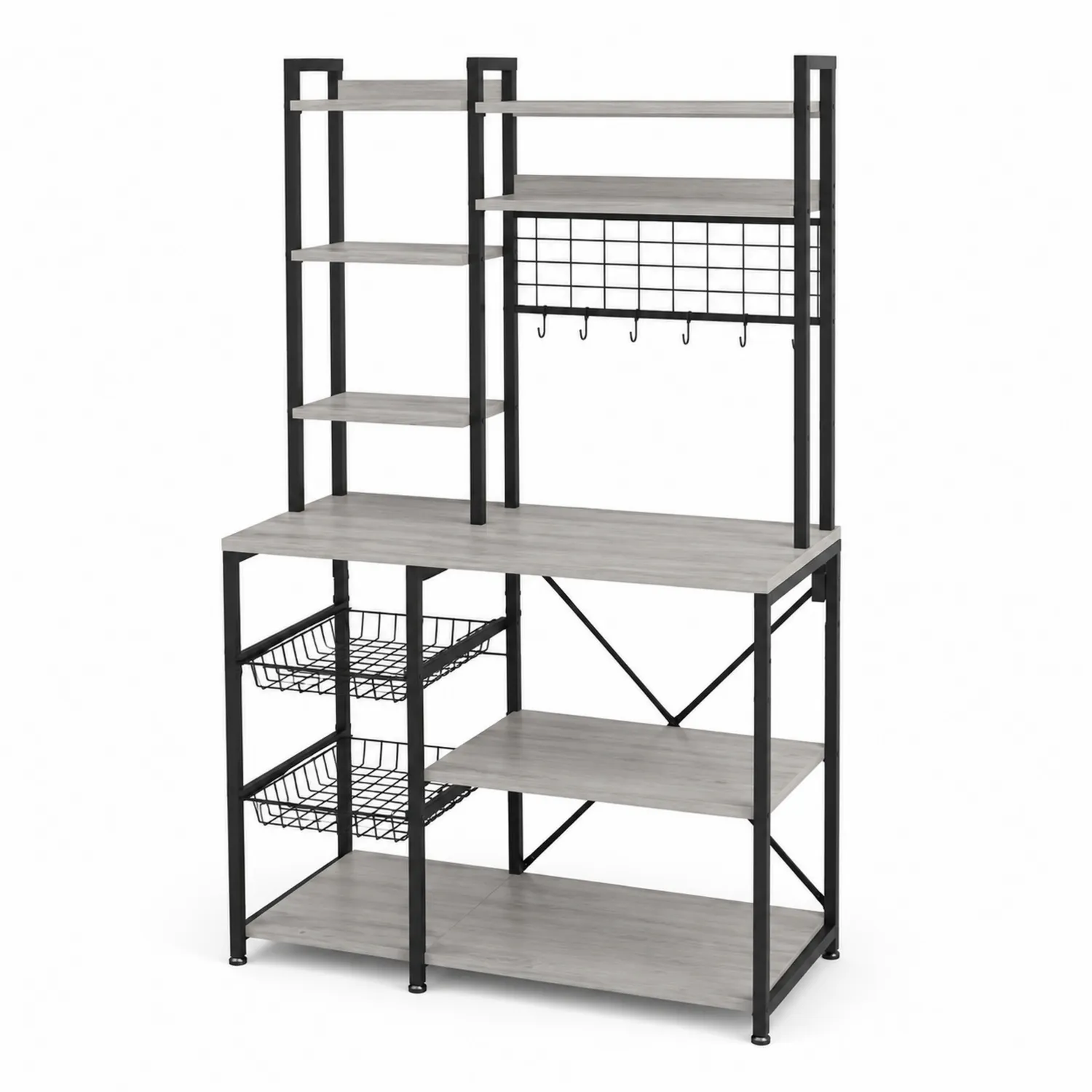 Regał kuchenny z półkami i koszami Szary/Czarny 150cm-caviranest