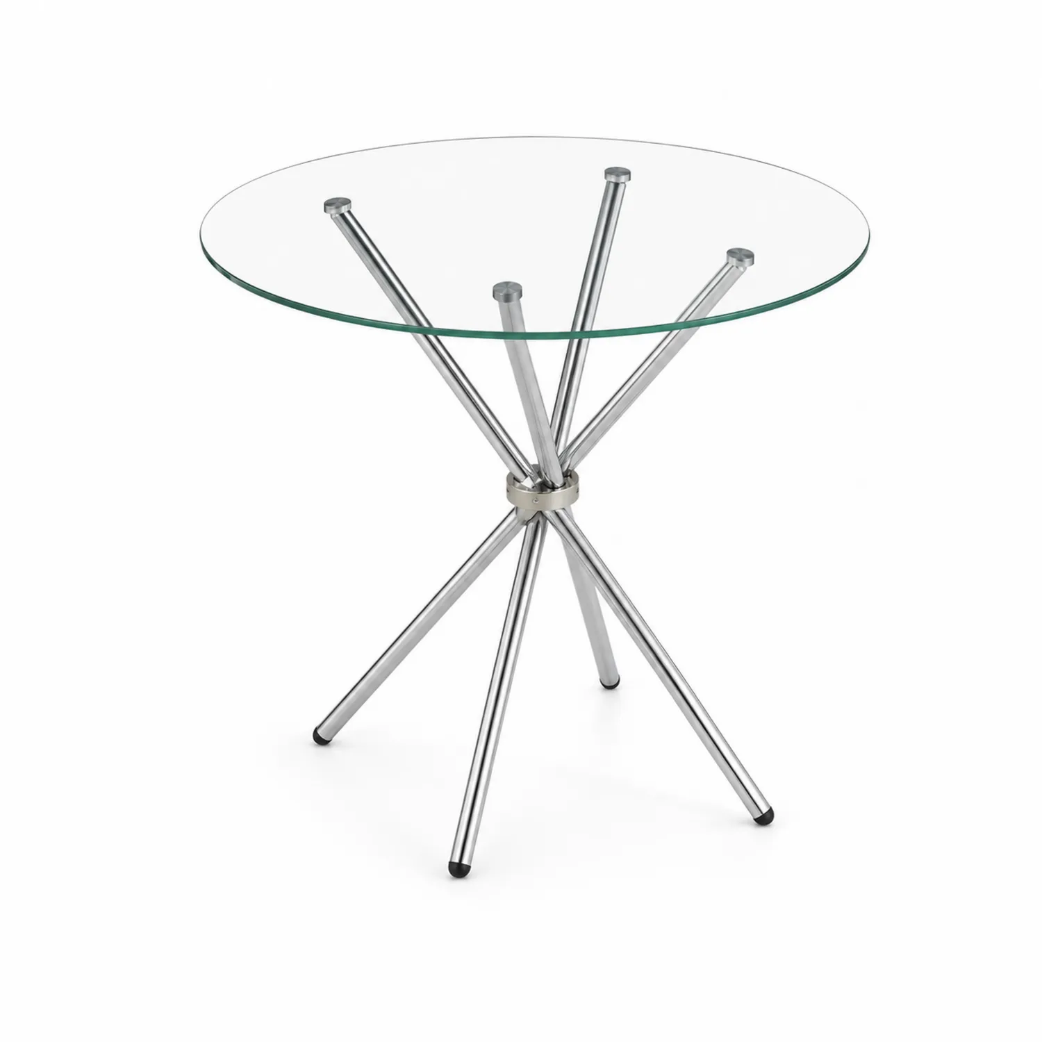 Stół okrągły ze szkła i stali nierdzewnej 70 cm-caviranest