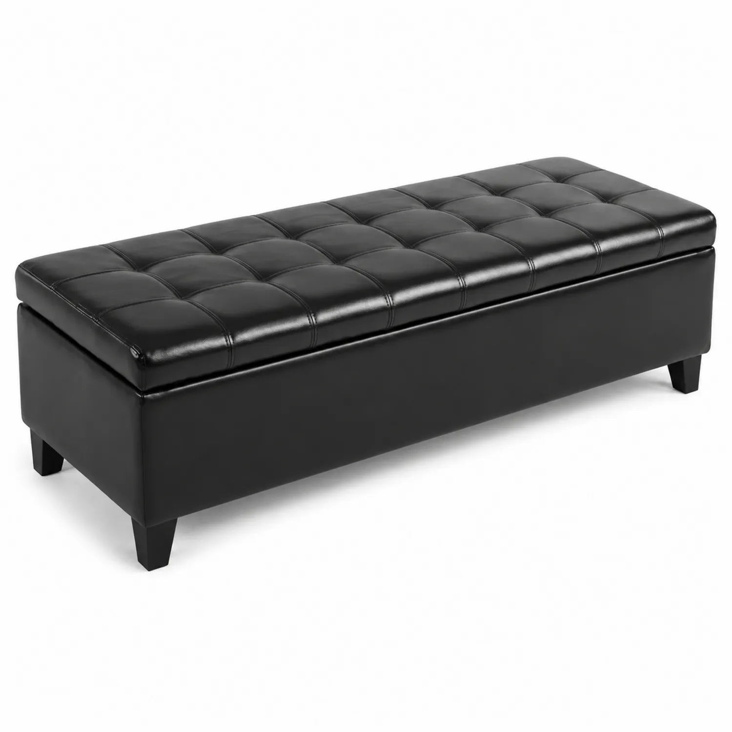 Ławka skórzana czarna z schowkiem 120 cm-caviranest