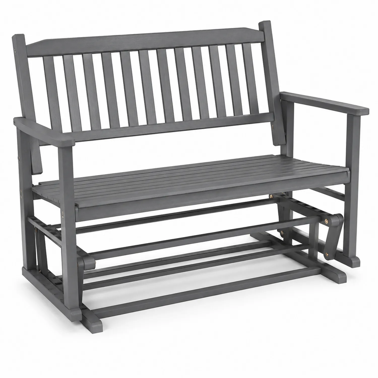 Ławka ogrodowa drewniana z funkcją bujania, szara 120 cm-caviranest