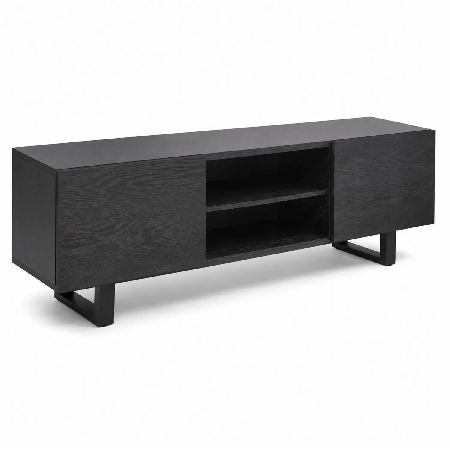Szafka RTV z Płyty MDF Czarna z Półkami 160 cm-caviranest