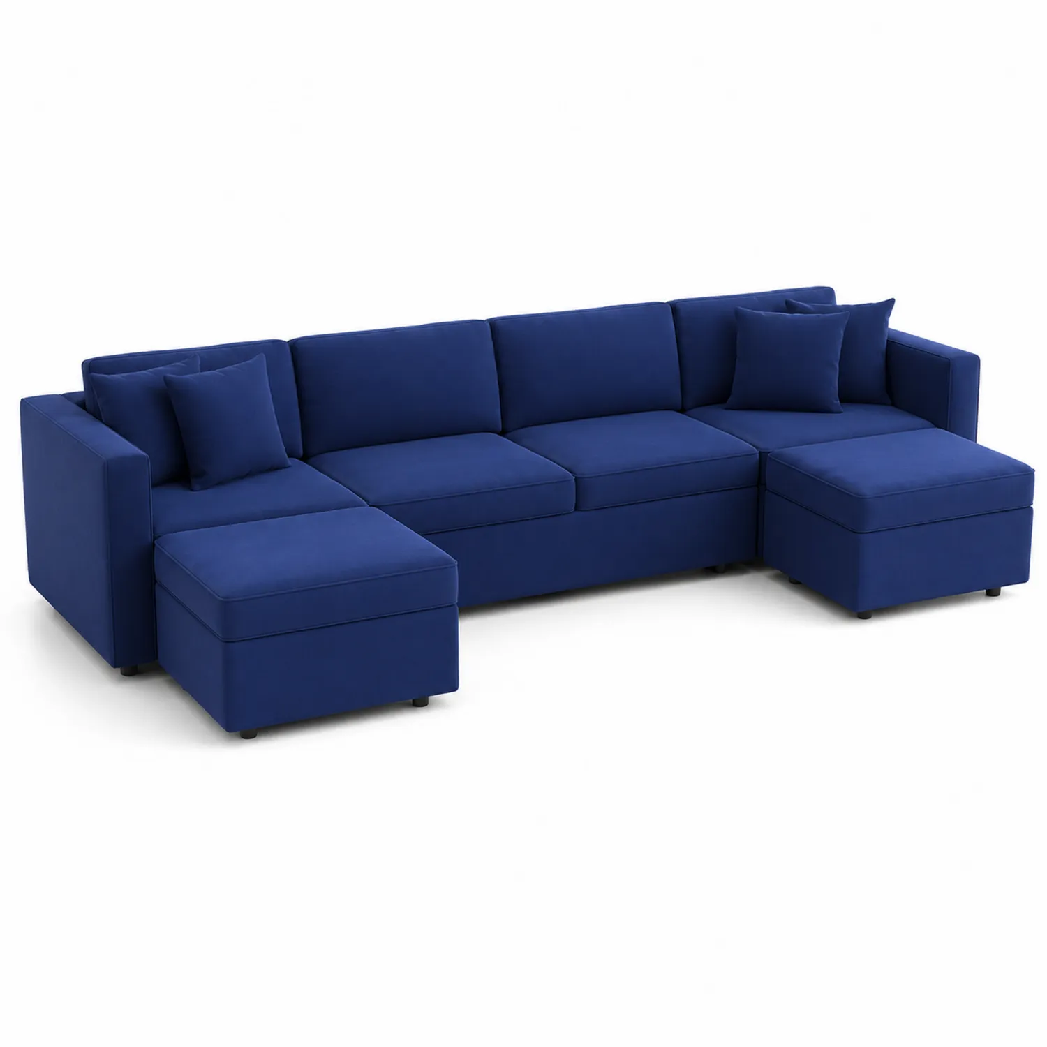 Narożnik modułowy z poduszkami granatowy 300x200x80 cm tkanina-caviranest