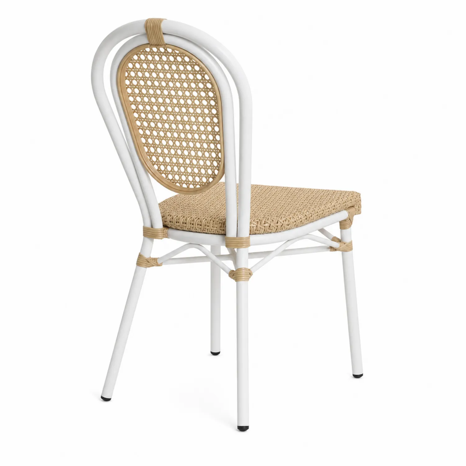 Krzesło metalowe z rattanem syntetycznym Biały 45x40x85 cm-caviranest