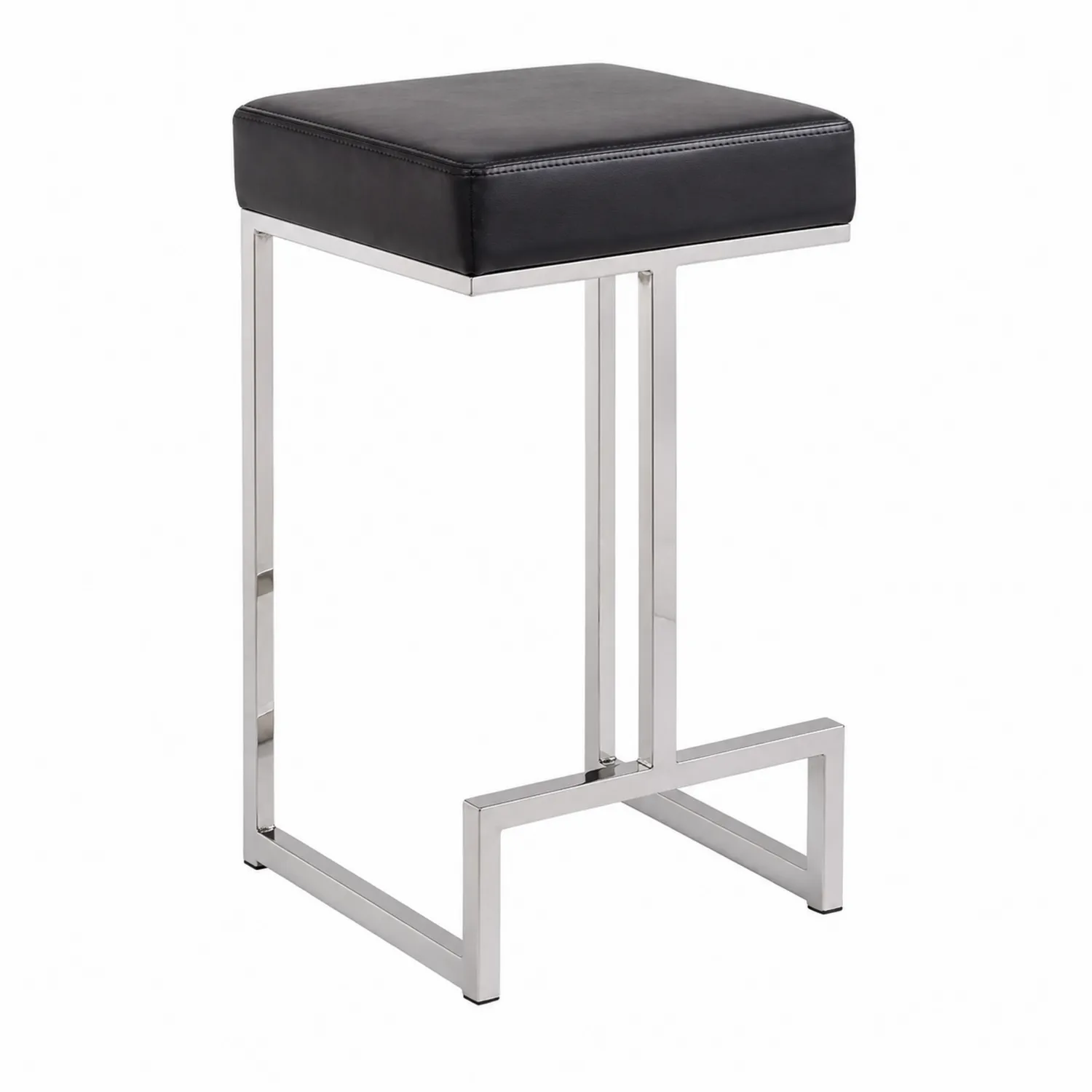 Hoker skórzany z ramą metalową 65 cm Czarny-caviranest