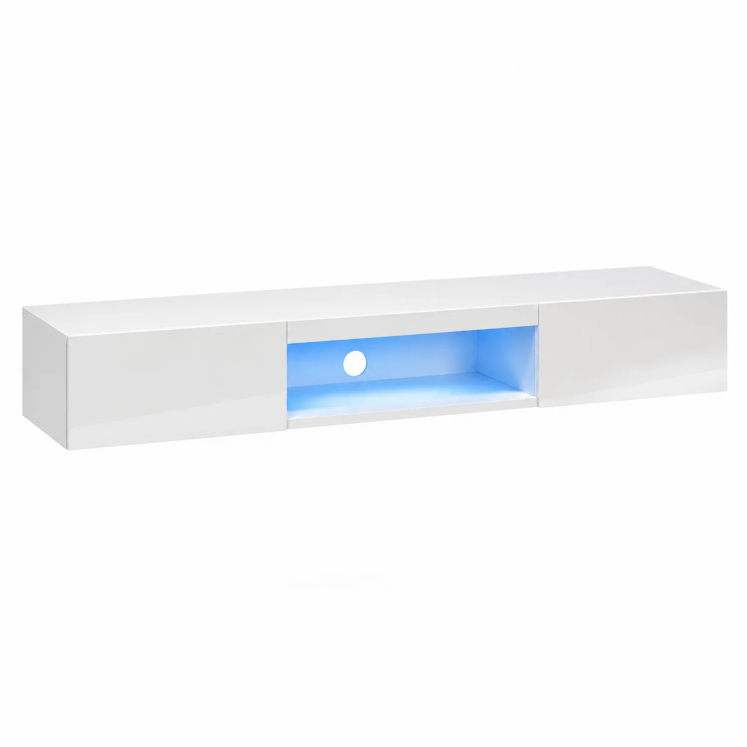 Biała Szafka RTV MDF z Oświetleniem LED 160x40x30 cm-caviranest