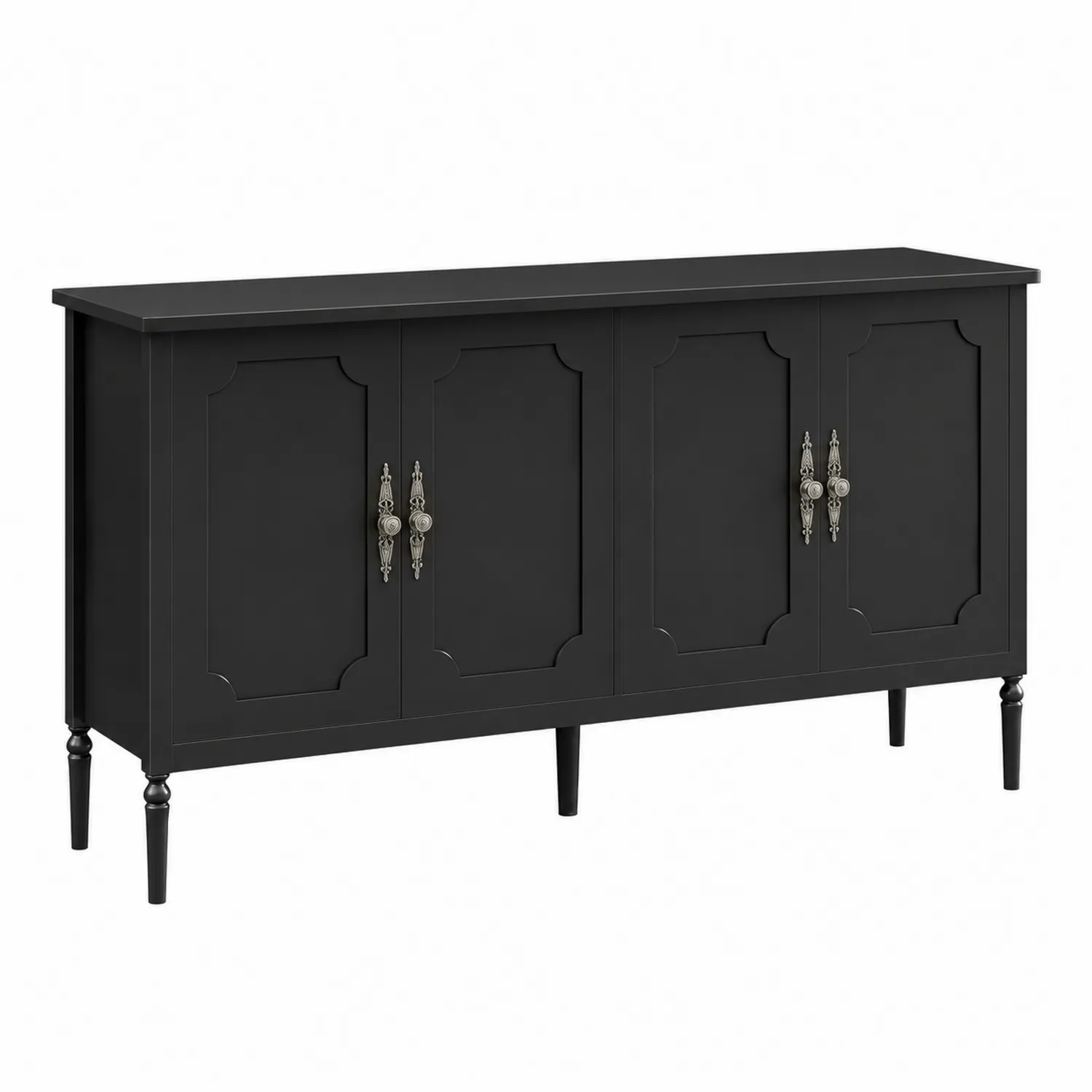 Kredens czarny drewniany z metalowymi uchwytami 200 cm-caviranest