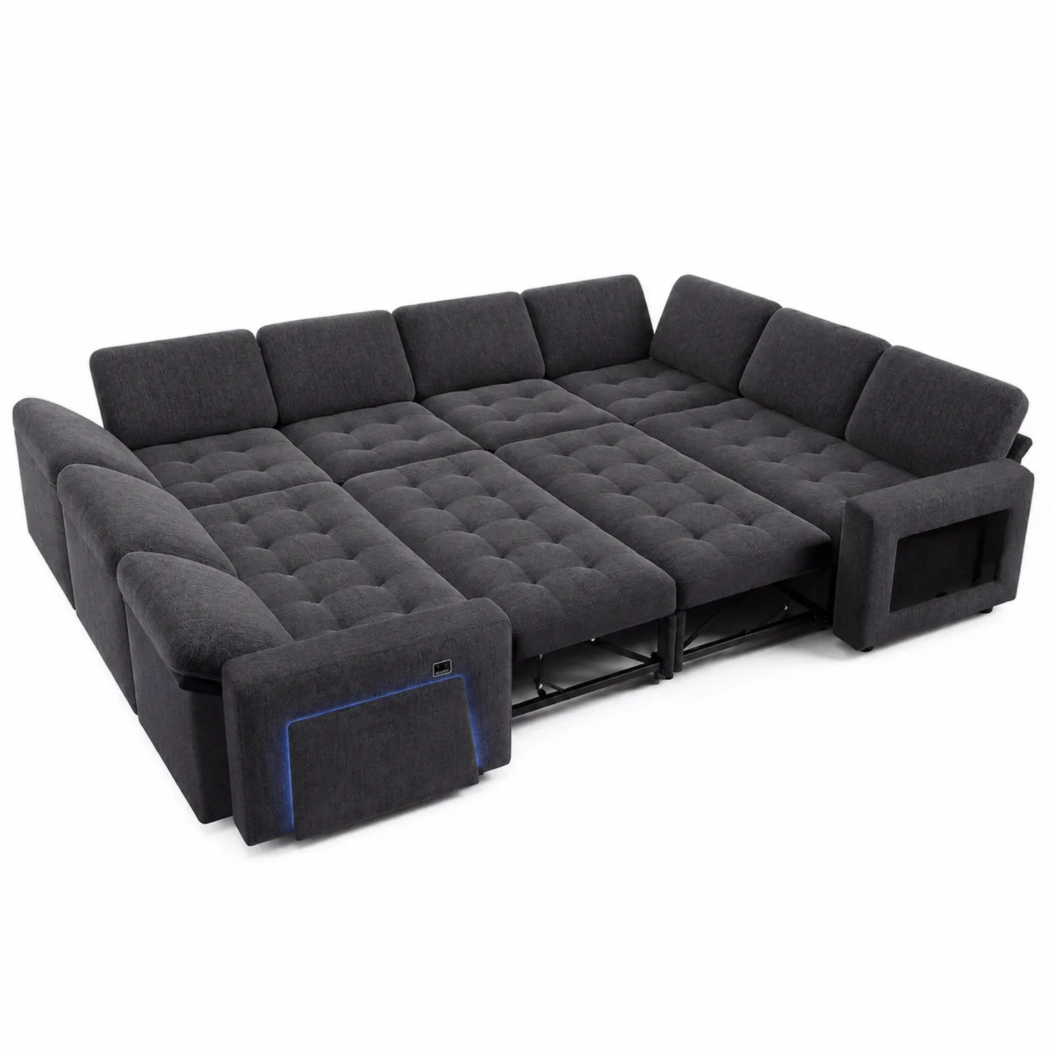 Ciemnoszara Sofa Narożna Rozkładana z Funkcją Spania-caviranest