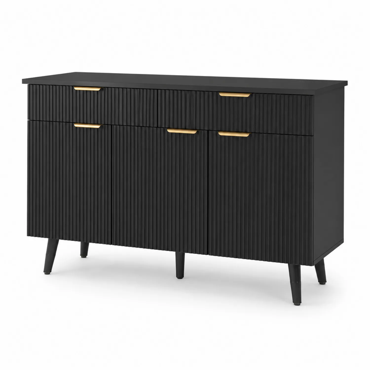 Komoda czarna MDF 120cm z metalowymi uchwytami-caviranest