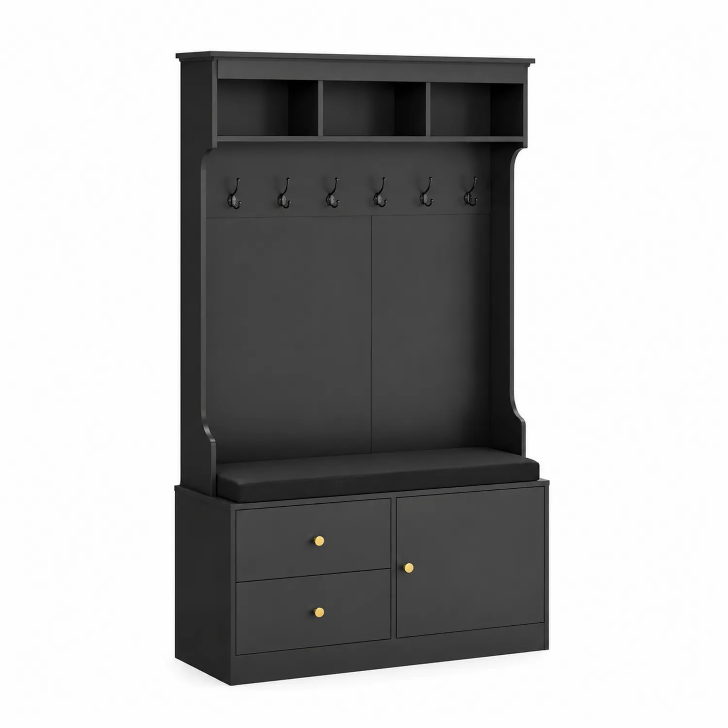 Wieszak na ubrania z MDF i metalu, Czarny-caviranest