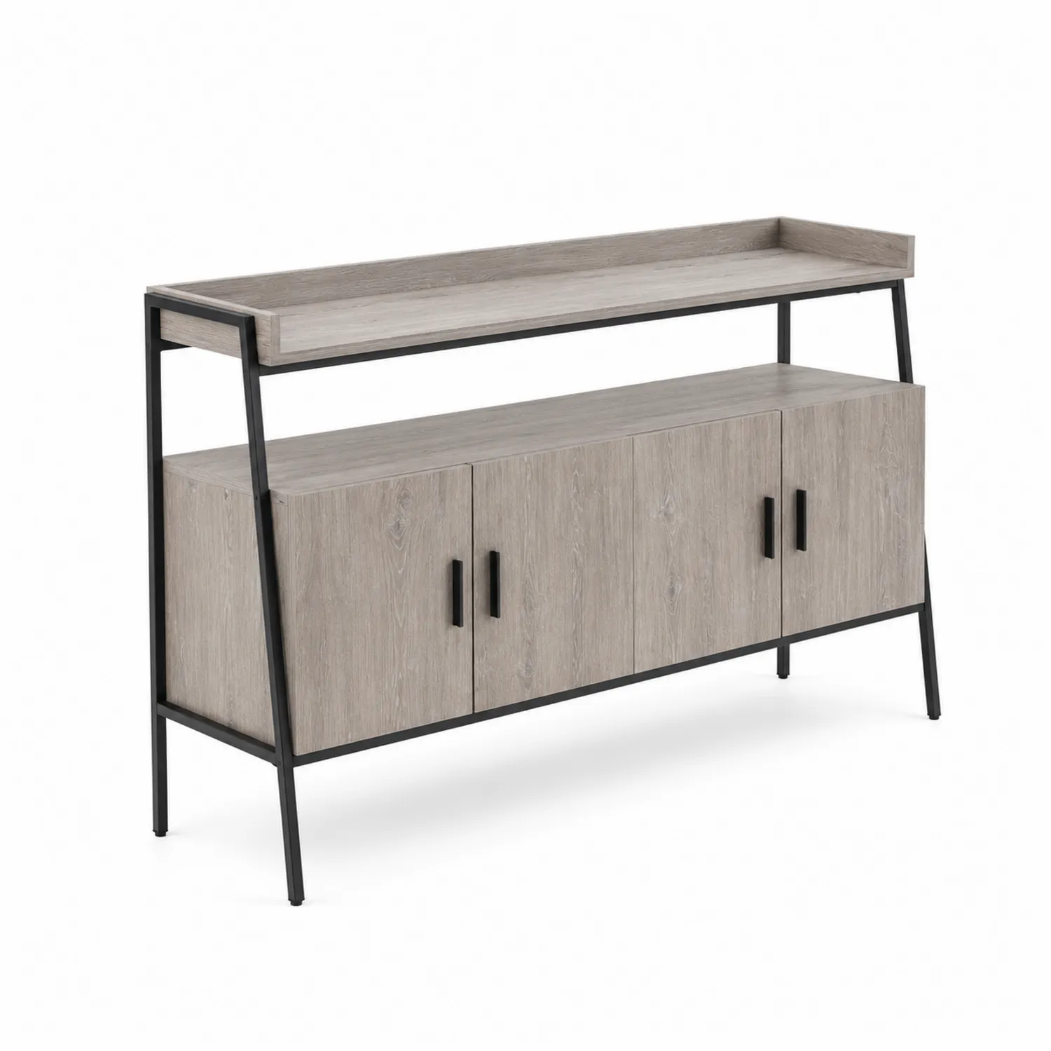 Konsola z MDF i metalu z szafką 120x40x85 cm Szary
