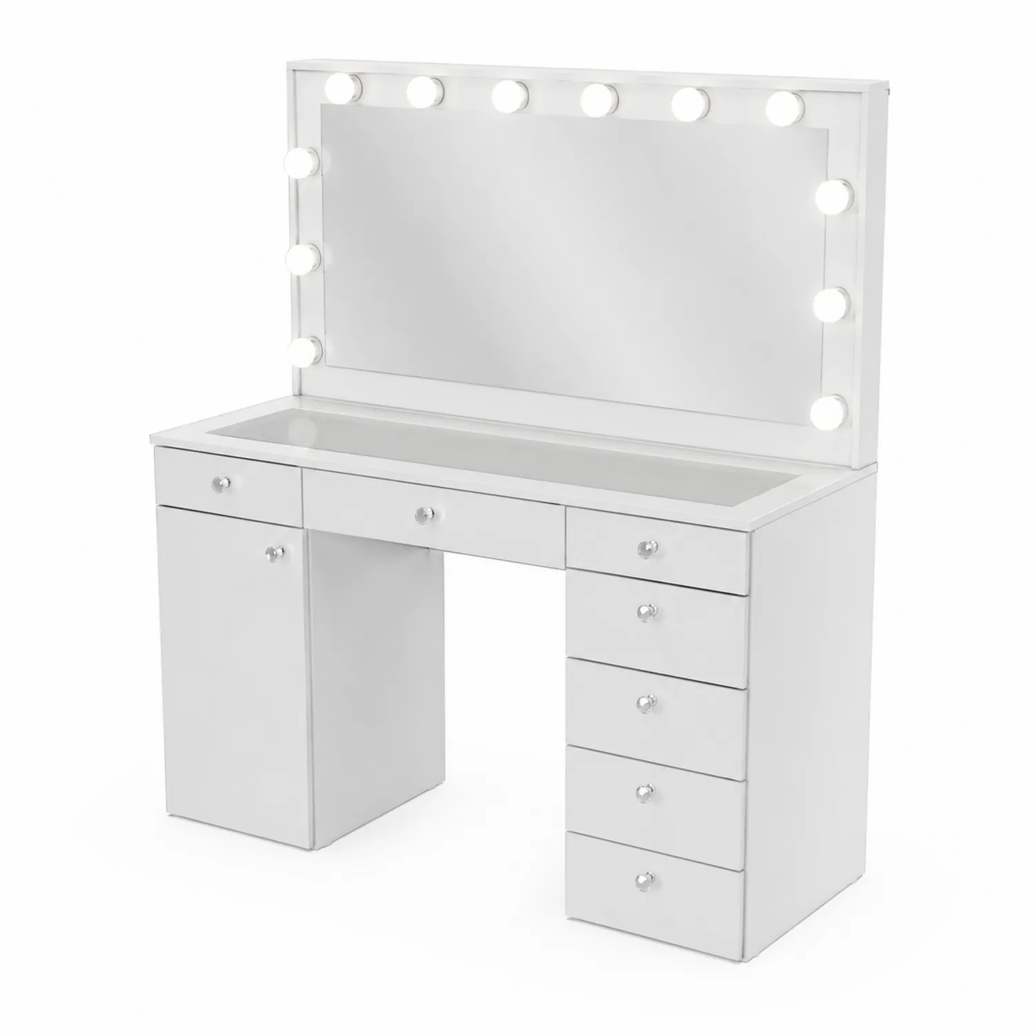 Toaletka z lustrem LED MDF Biały 120 cm