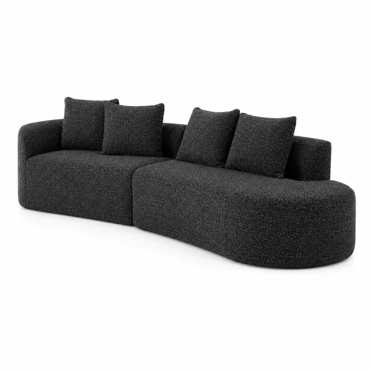 Narożna sofa z tkaniny Bouclé, Czarny, 250x90x75 cm