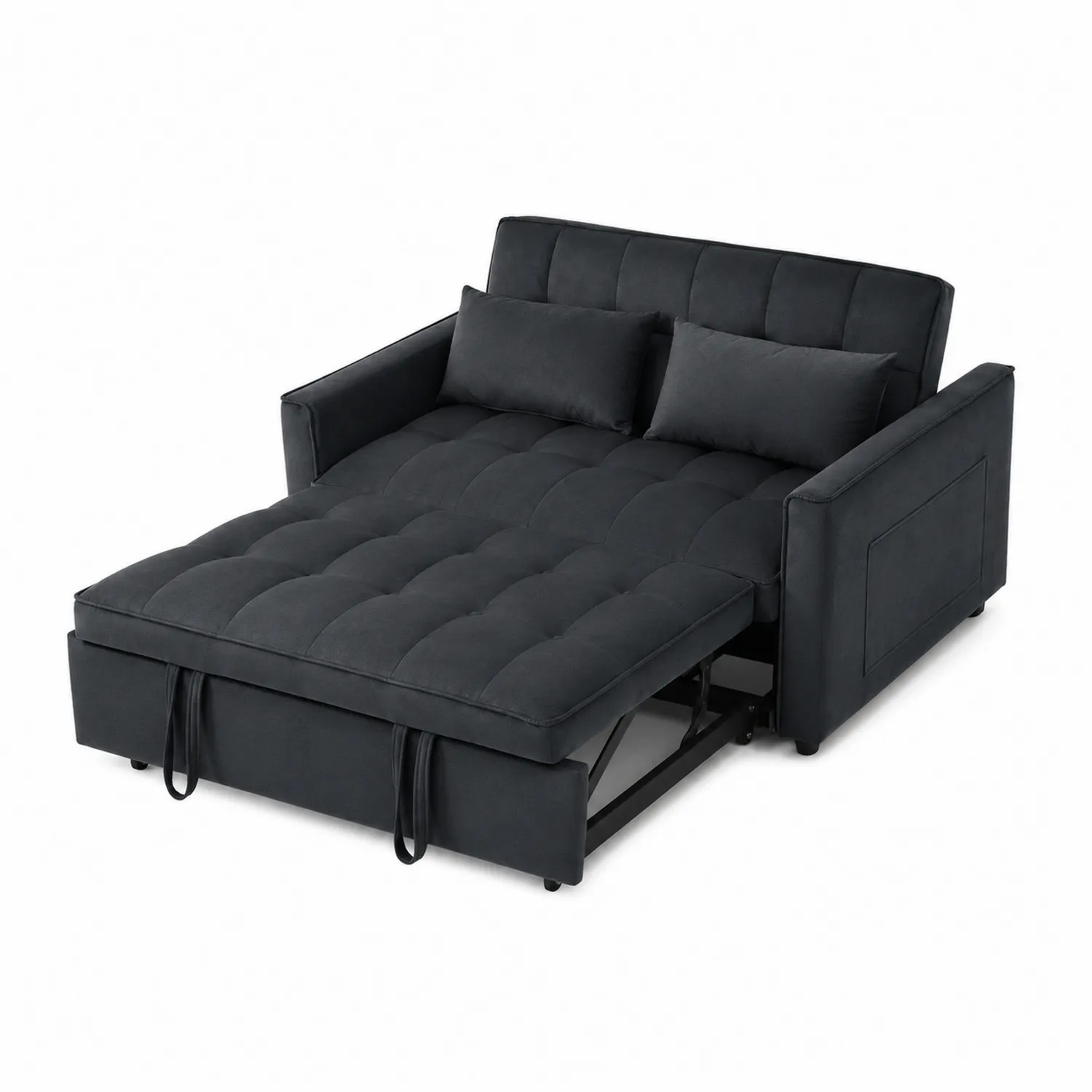 Sofa rozkładana 2-osobowa grafitowa tkanina 200x140 cm