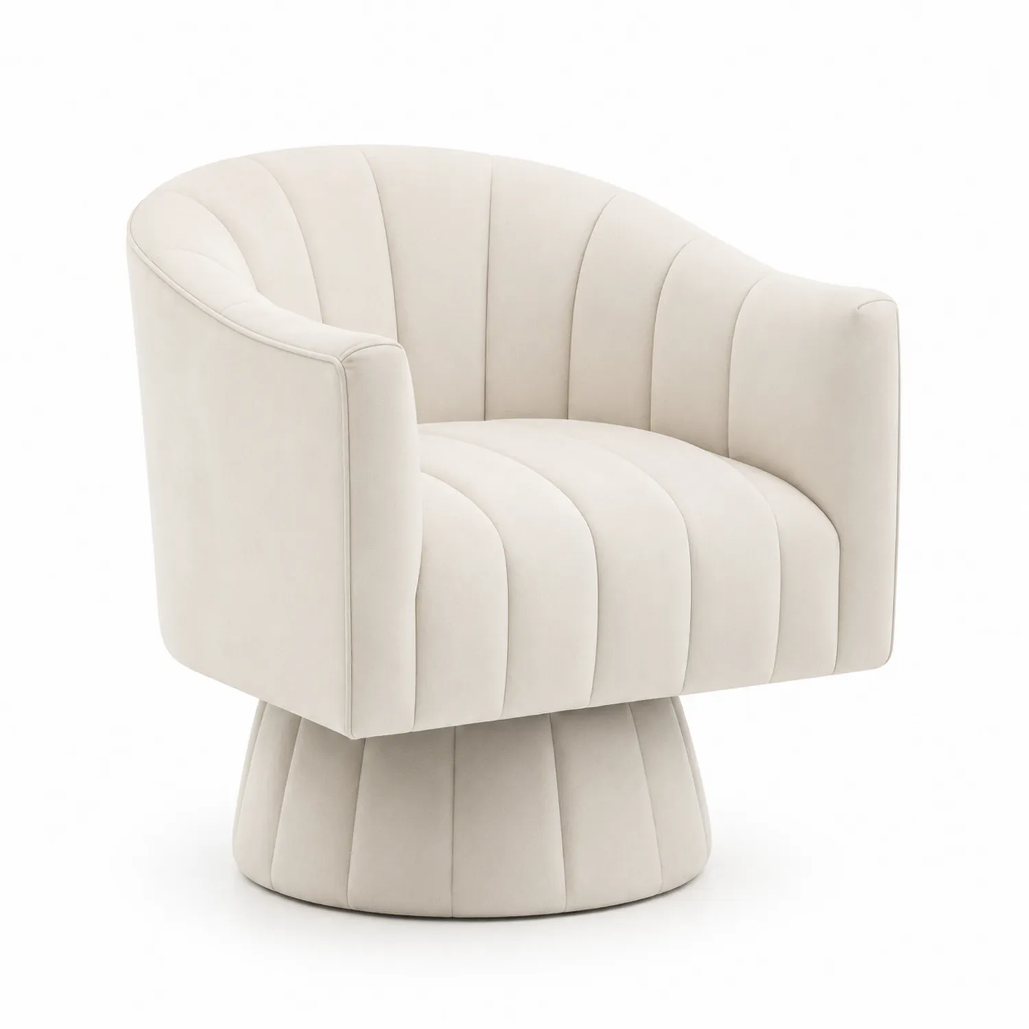 Fotel obrotowy welurowy kremowy 80x80x75 cm
