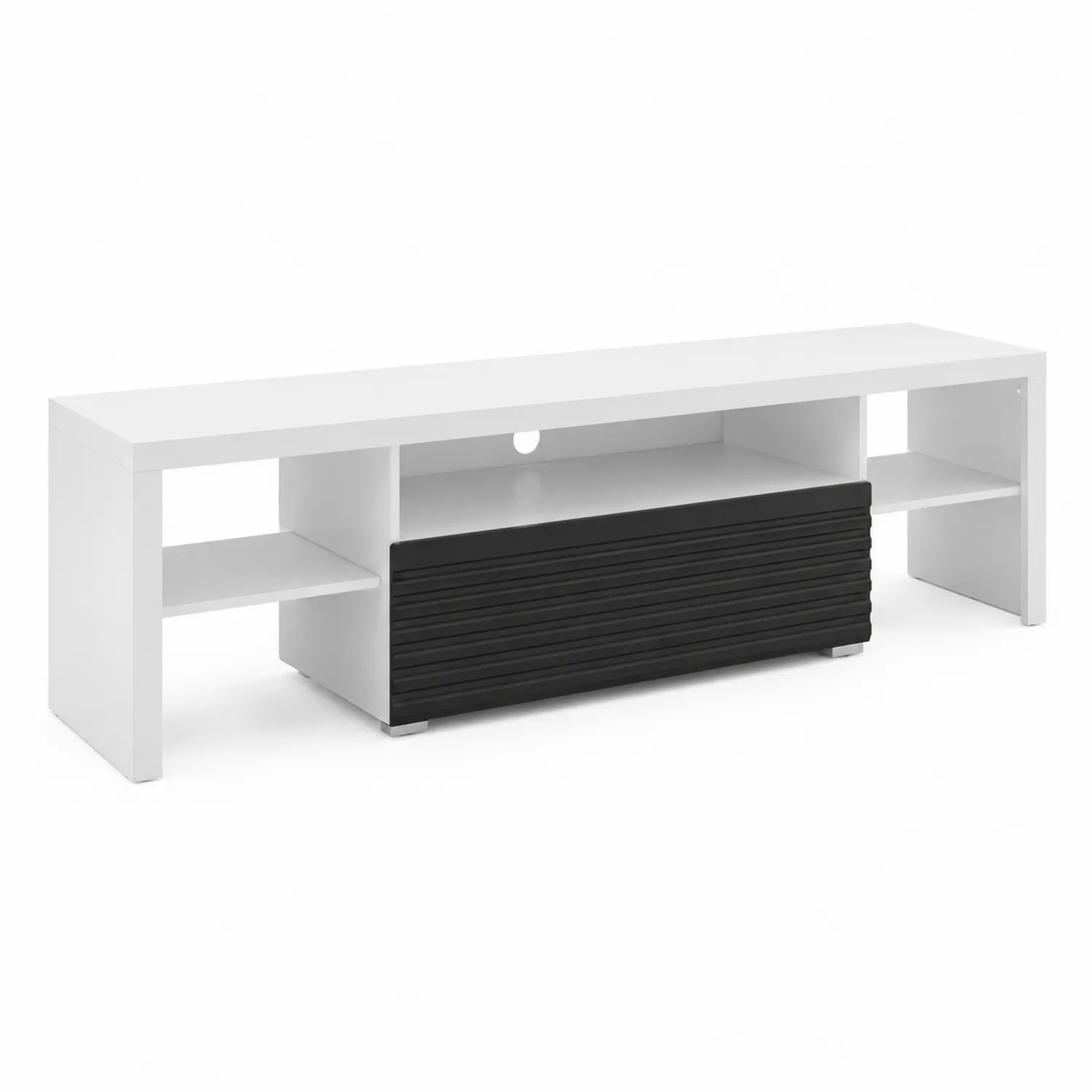 Szafka RTV z MDF w kolorze Białym i Czarnym, 150x40x50 cm