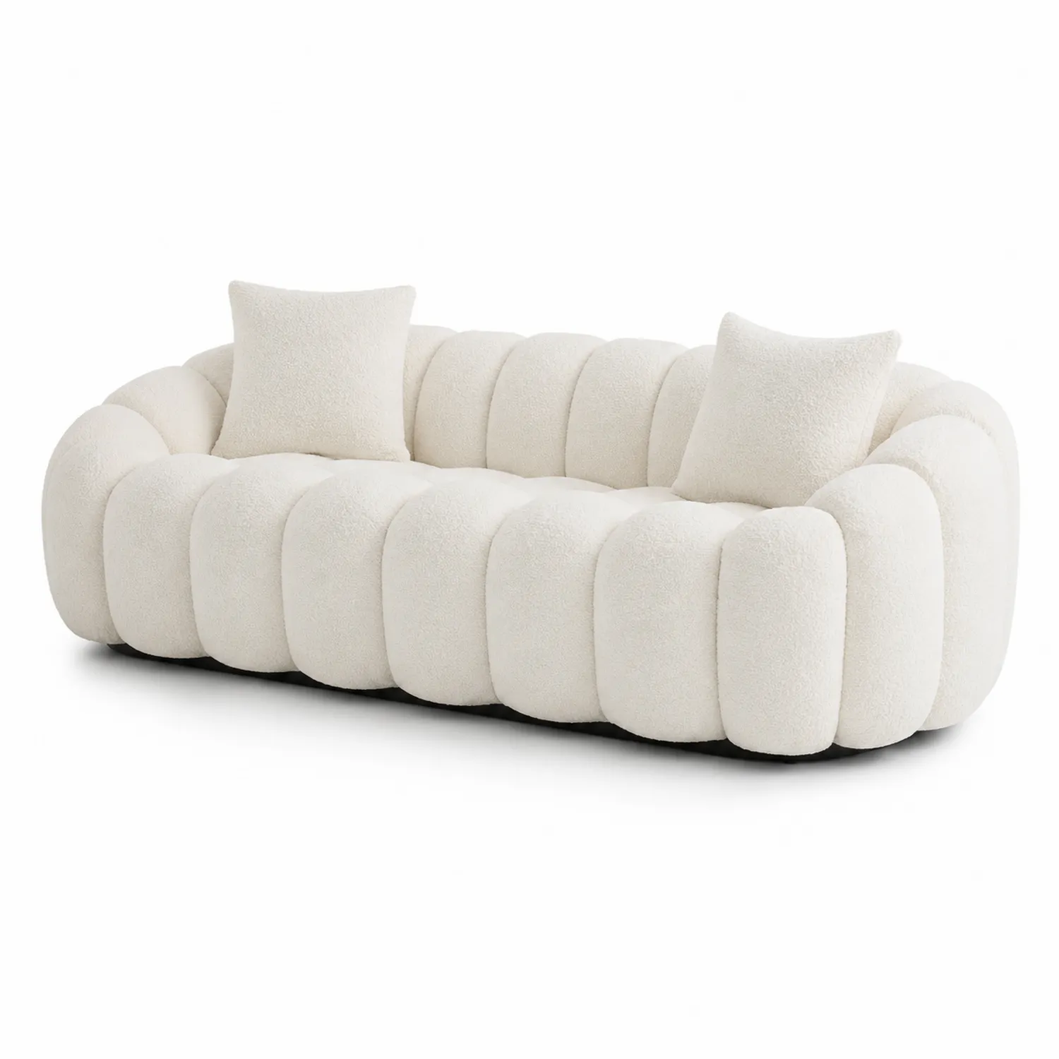 Sofa z Tkaniny Bouclé Kremowa 290 cm