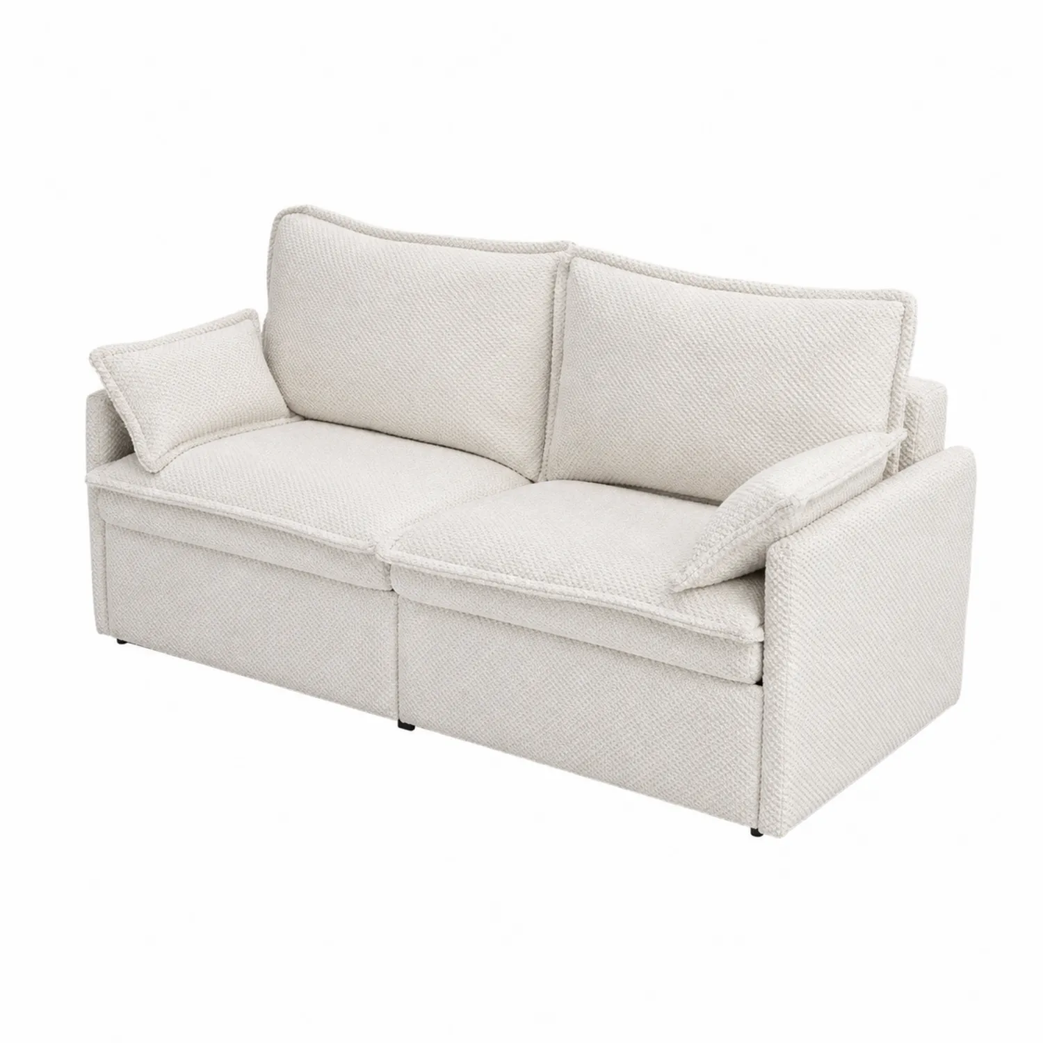 Sofa rozkładana tkanina kremowa 200x90x85 cm