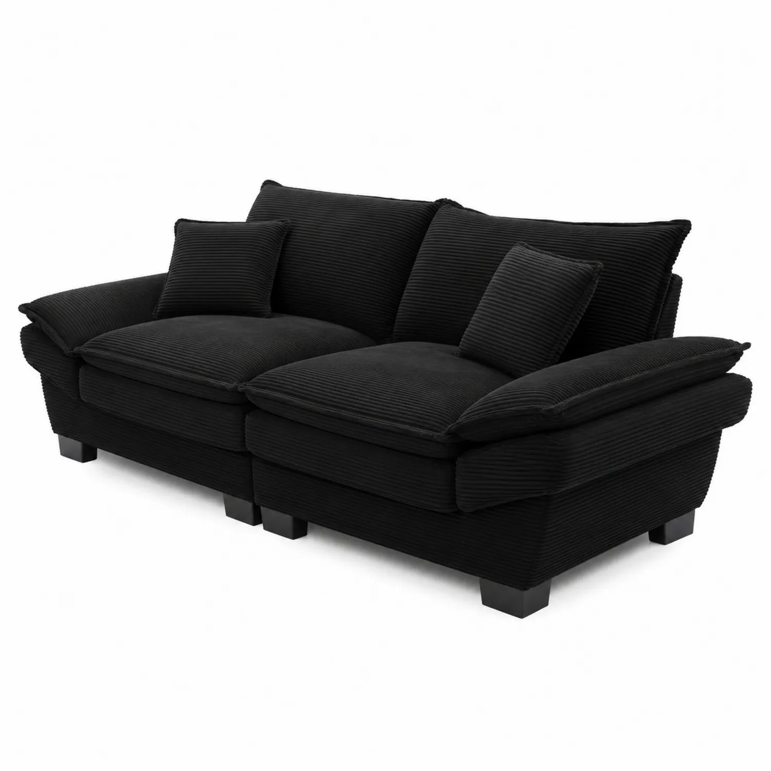 Czarna sofa 3-osobowa sztruksowa 200 cm