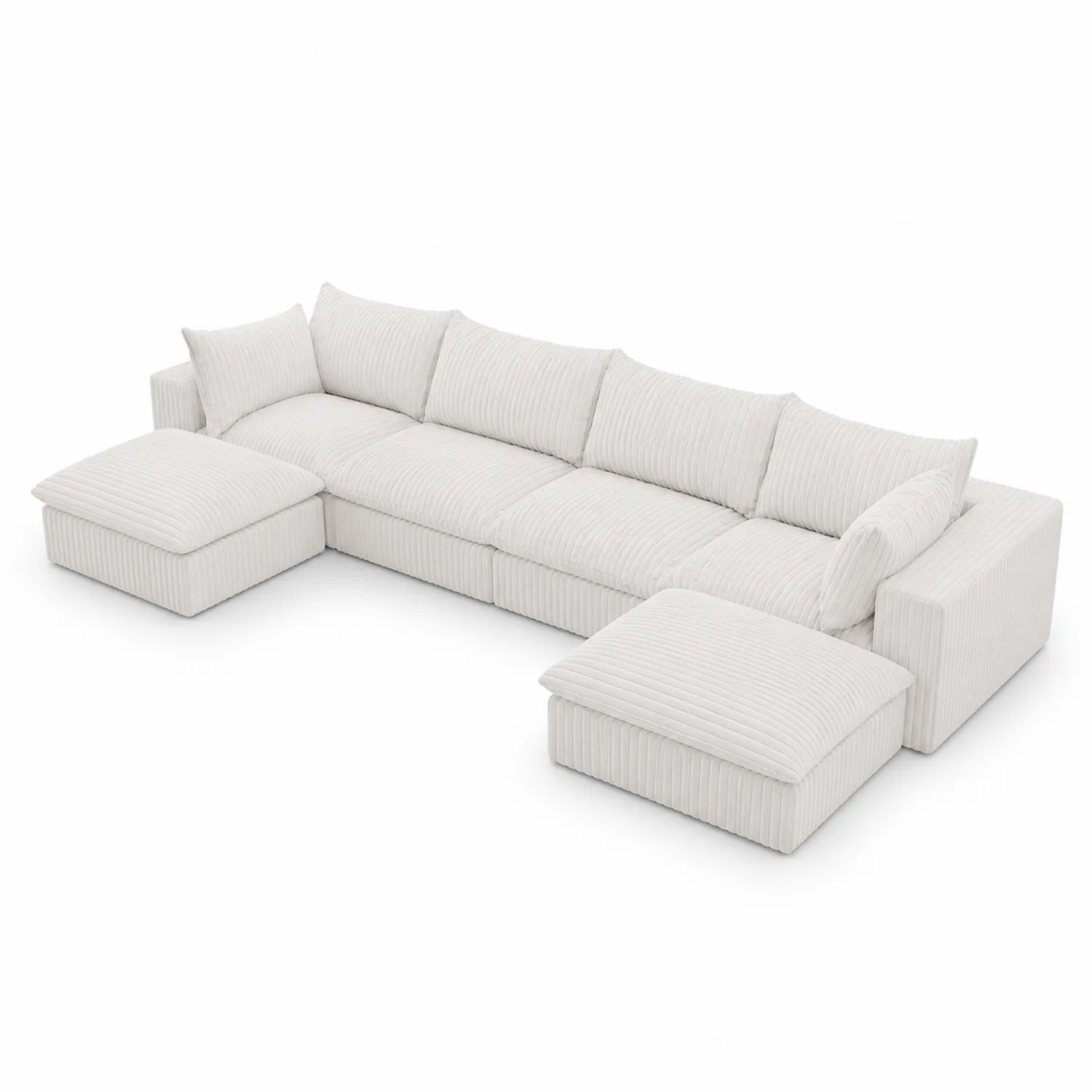 Sofa narożna modułowa beżowy sztruks 300x200x90 cm