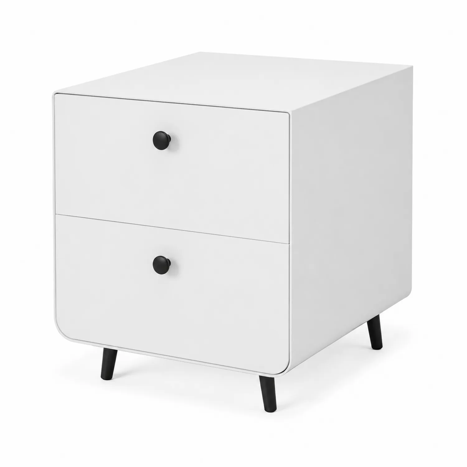 Szafka nocna z MDF biały z dwoma szufladami 40cm