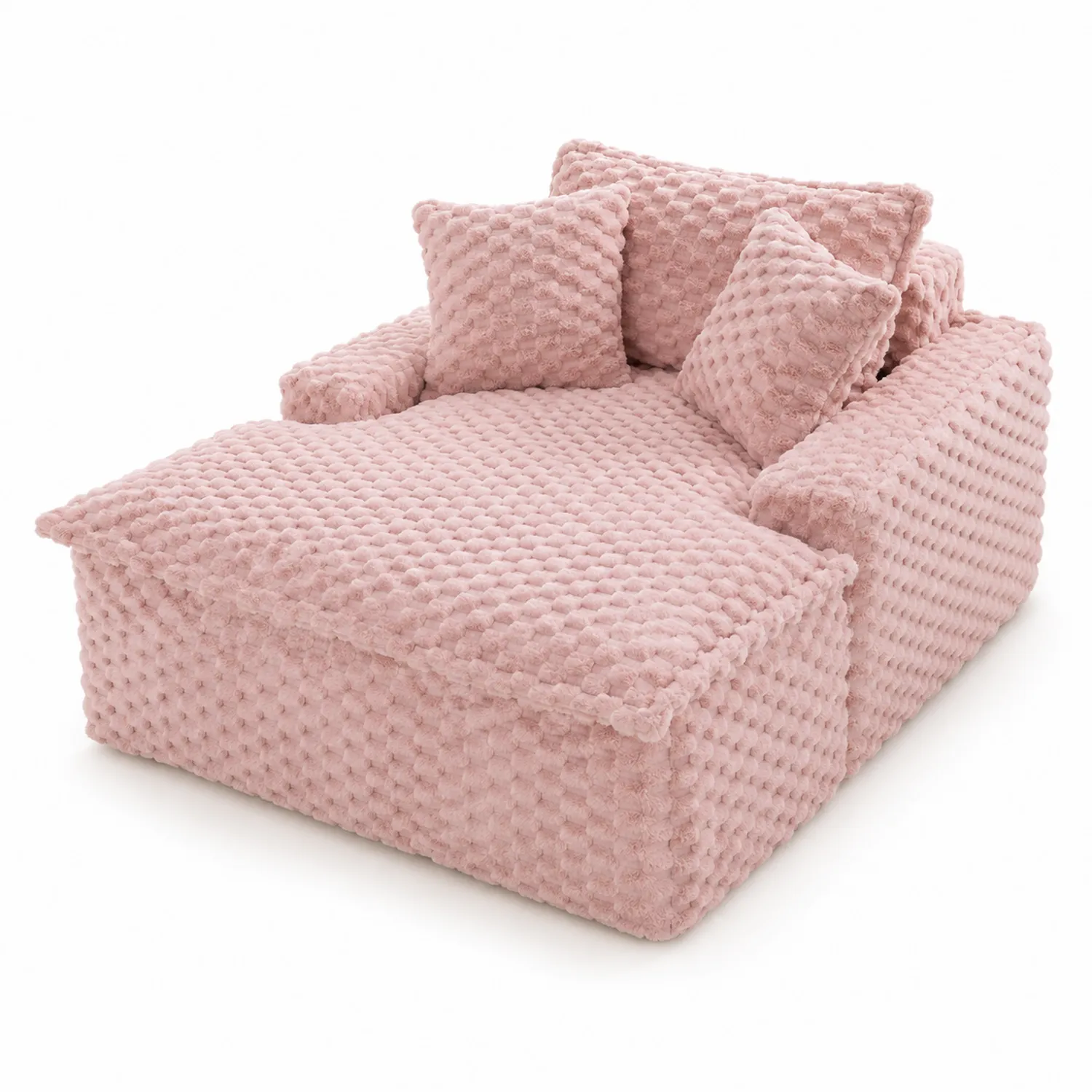 Sofa modułowa różowa z poliestrową tkaniną i poduszkami 200x150x90 cm