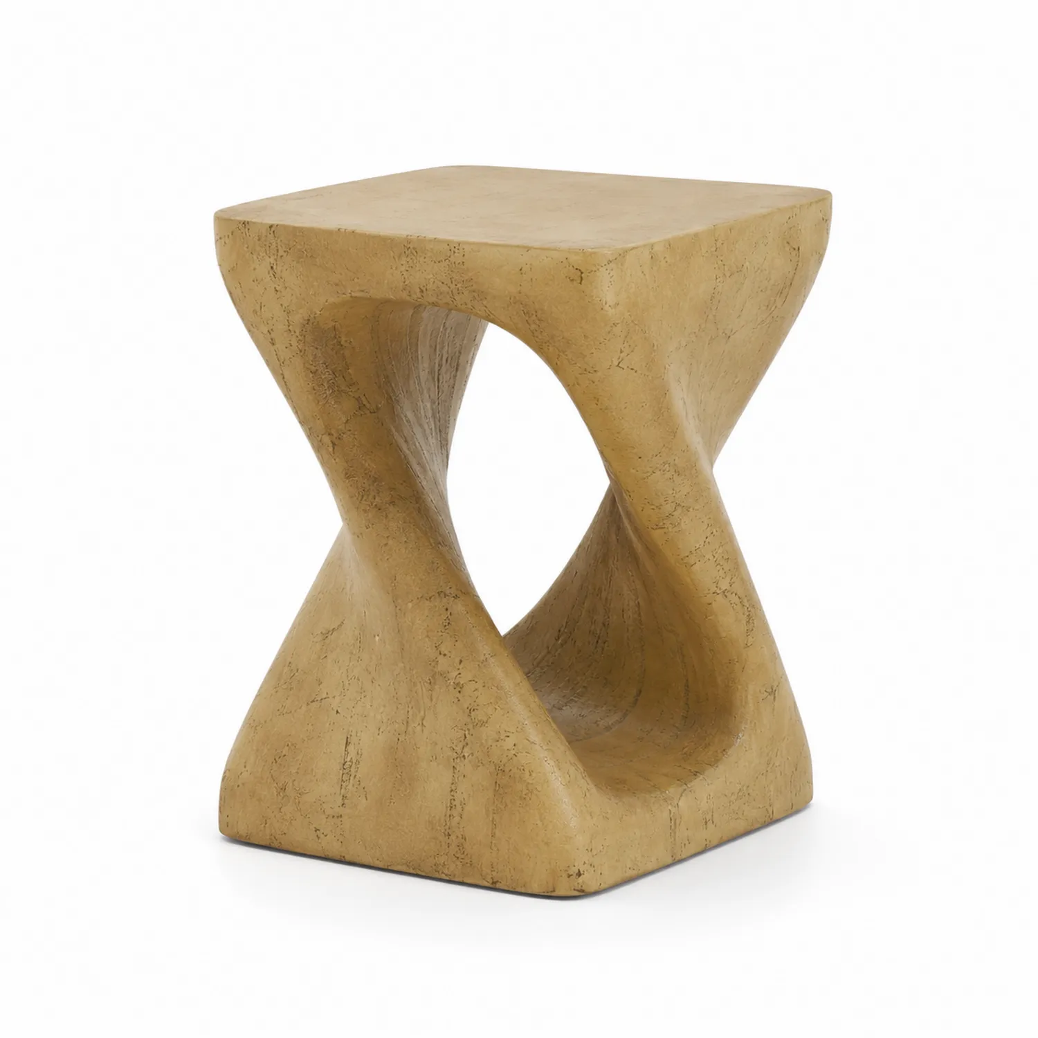 Stolik Kwadratowy z Żywicy Beżowy 45cm