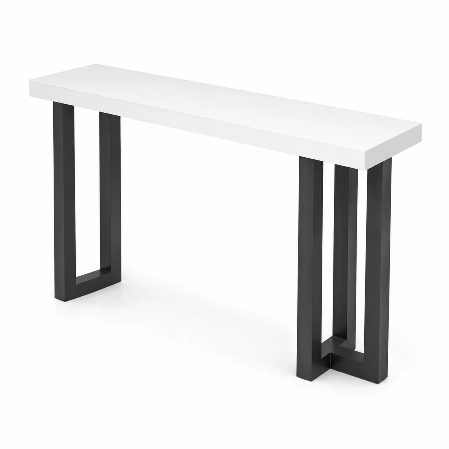 Stół konsolowy biały 120x30x80 cm MDF i stal