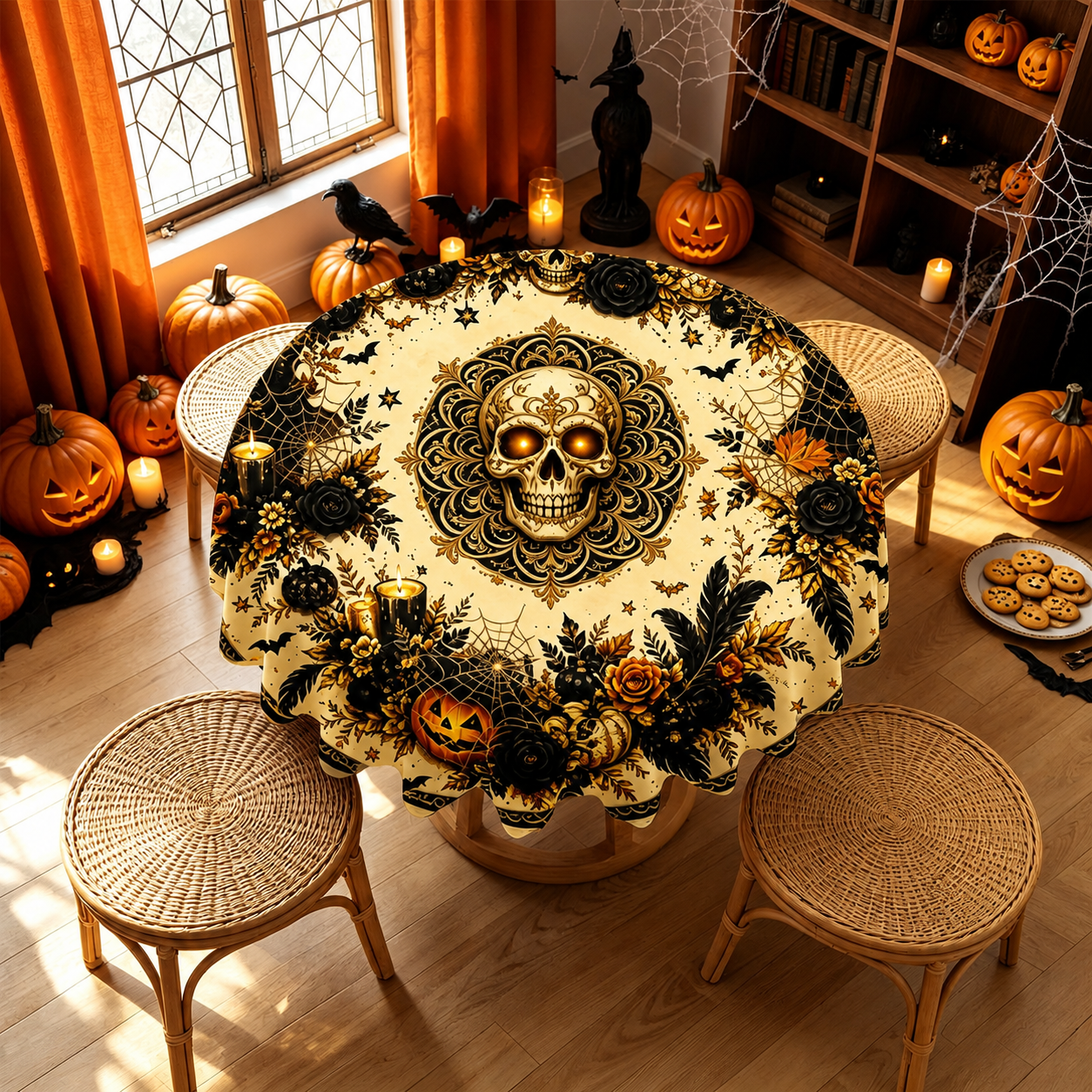 🎃Elegant Halloween Linen Tablecloth with Premium Texture & Superior Stitching Craftsmanship