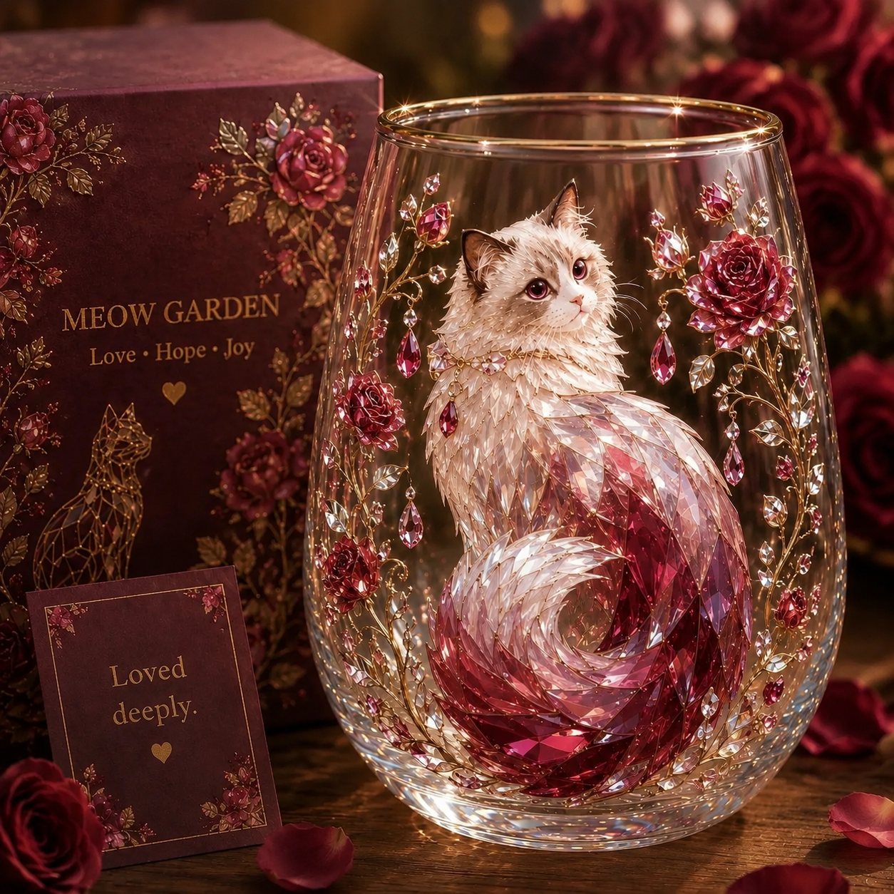 🐱 3D Crystal Cat Garden Glass Cup