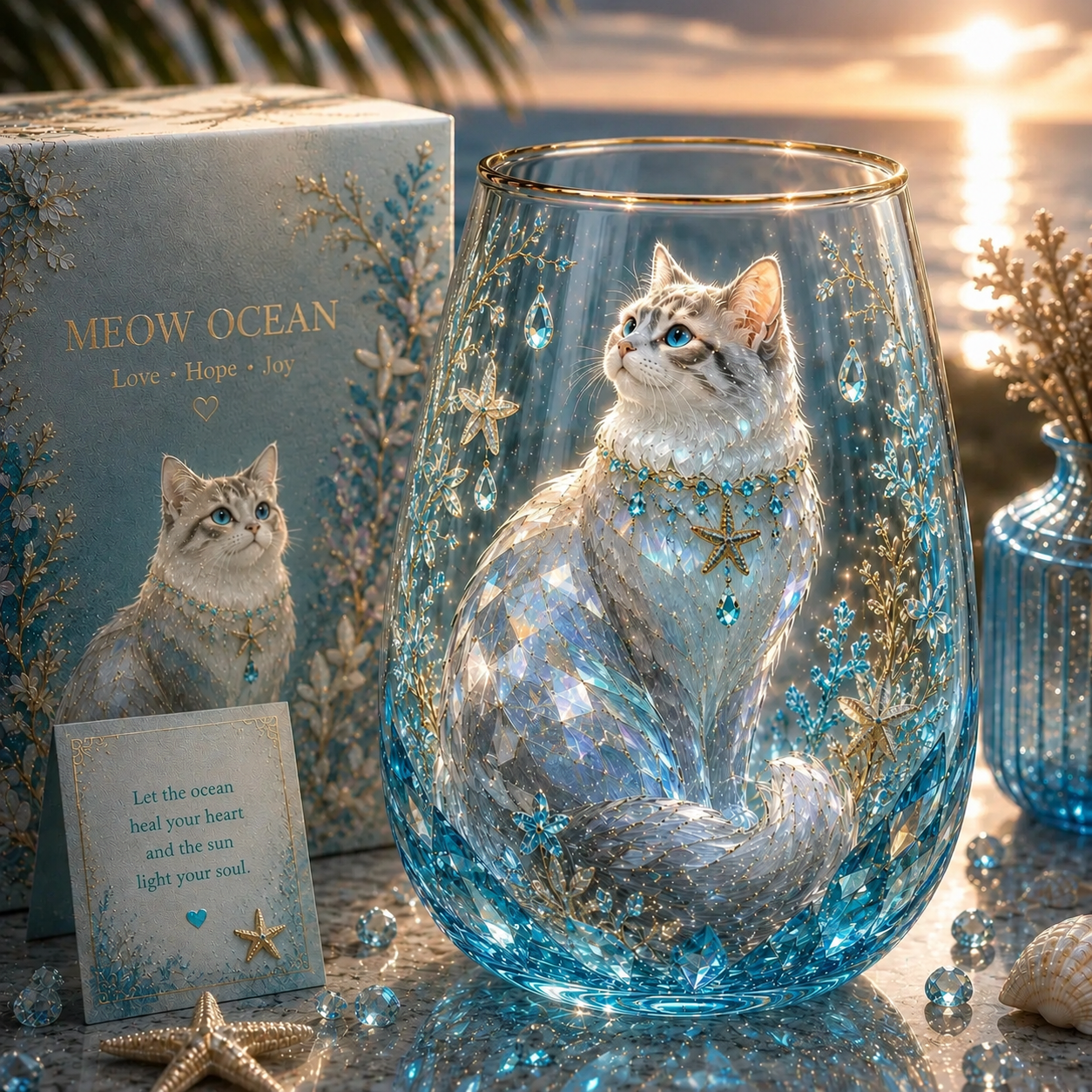 🐱 3D Crystal Cat Garden Glass Cup