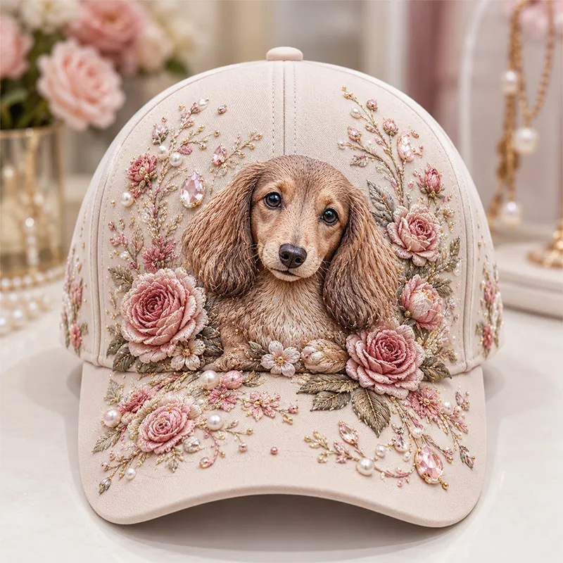 Women's Handmade Embroidered Baseball Cap – Unique Floral Animal Art Hat✨
