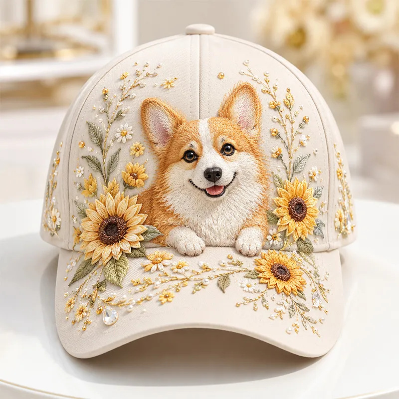 Women's Handmade Embroidered Baseball Cap – Unique Floral Animal Art Hat✨