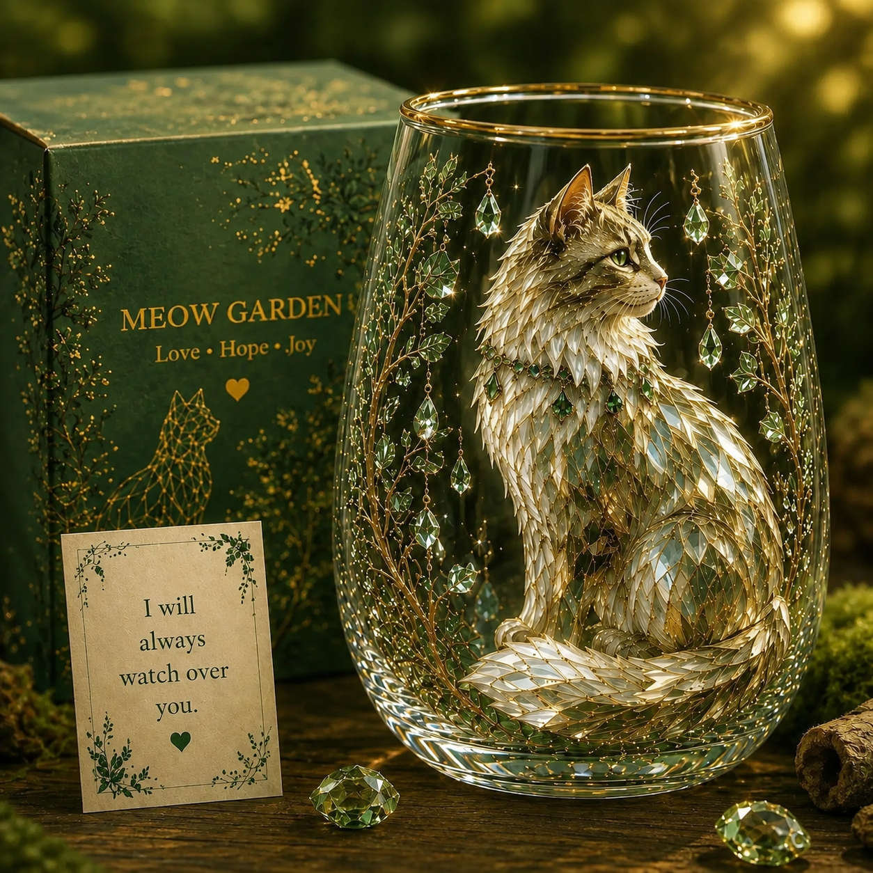 🐱 3D Crystal Cat Garden Glass Cup