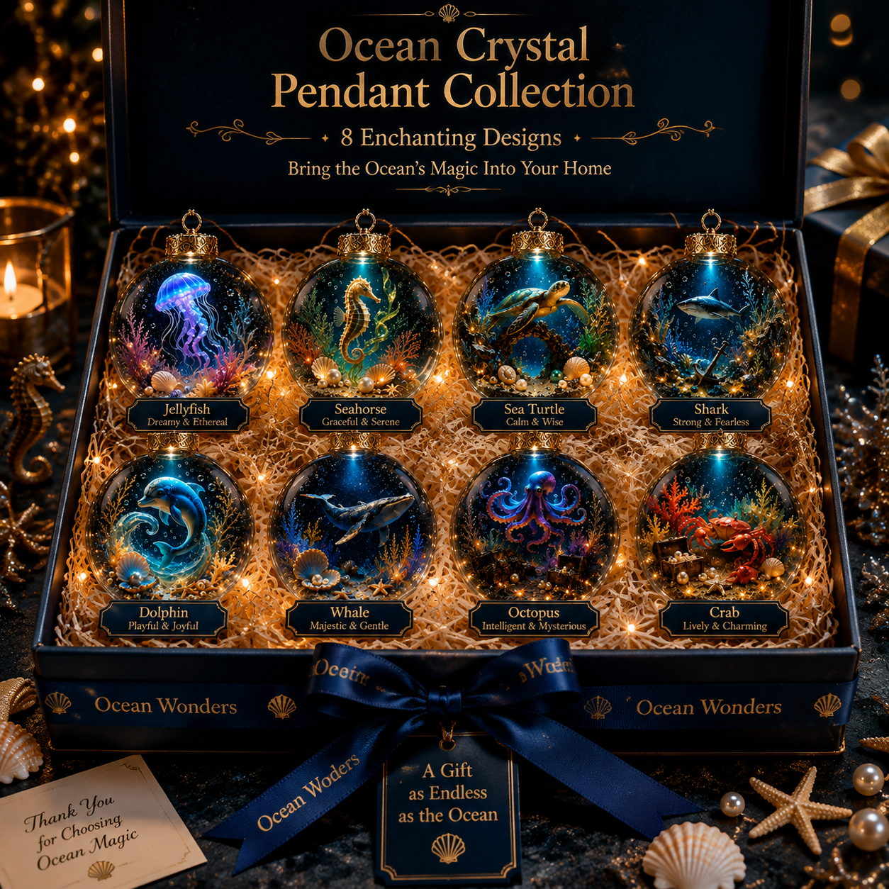 🐬Ocean Crystal Ornament – Handmade Underwater World Gift